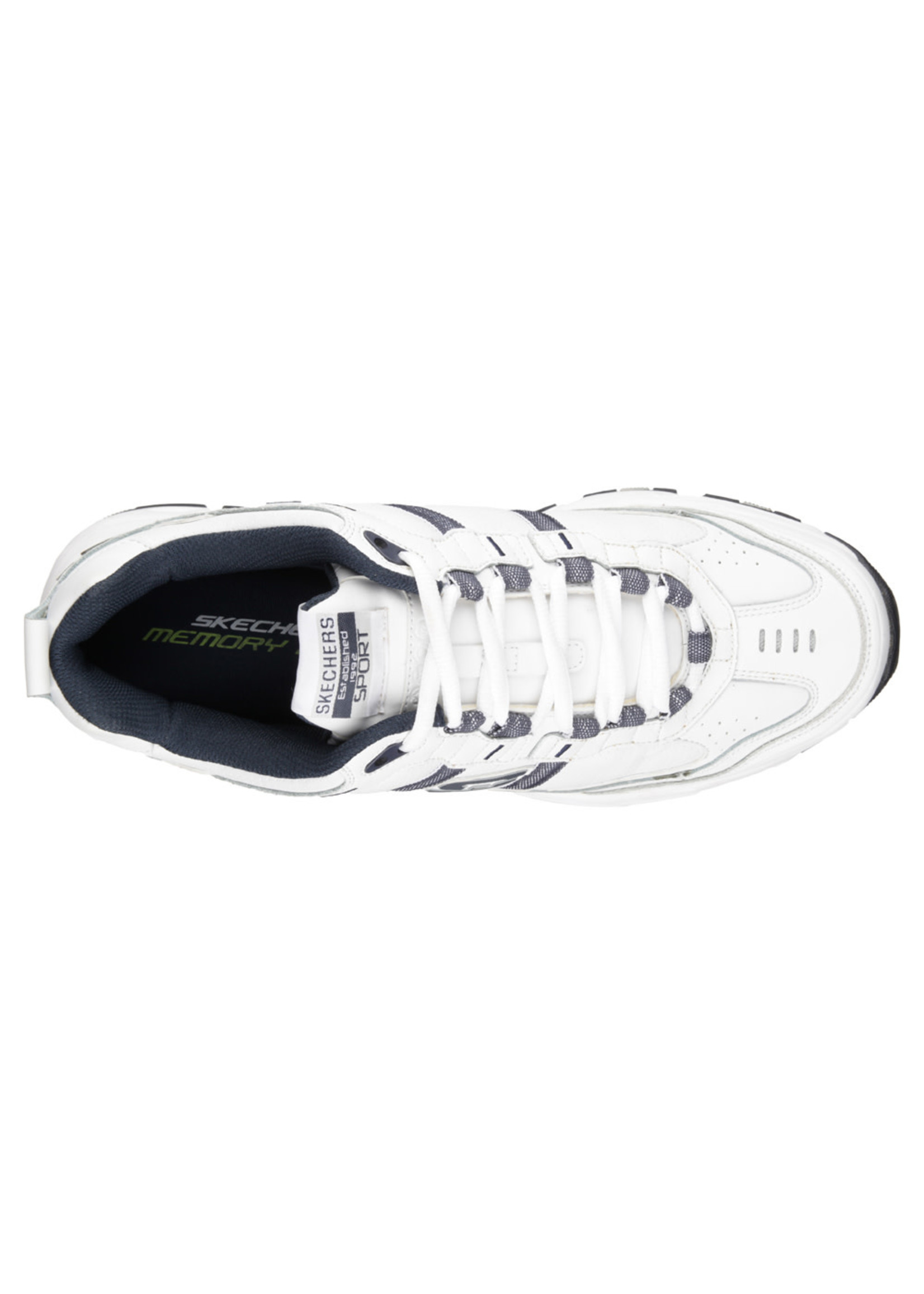 Skechers Men's  Vigor 2.0 Serpentine Wide Width, Low Top, Walking, Training, Leather  White/Navy