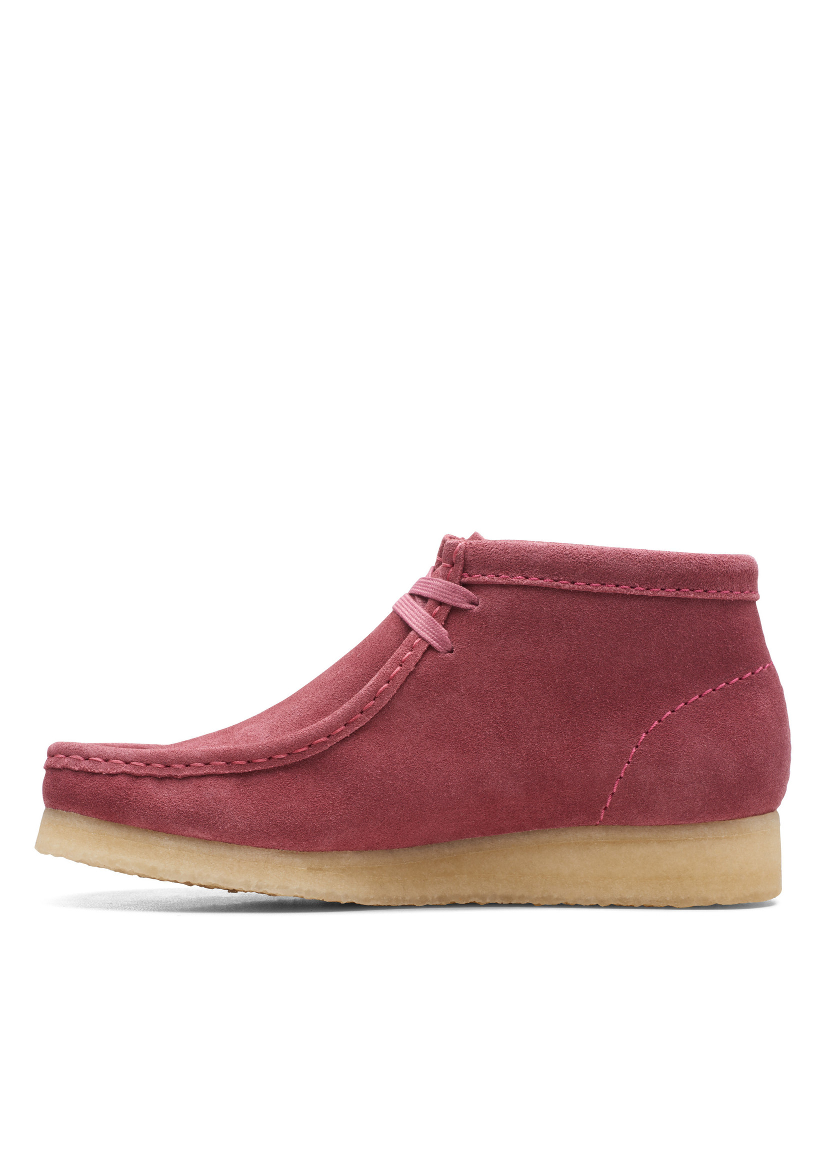 Clarks Womens Wallabee Boot. Rose Pink Suede 26168667