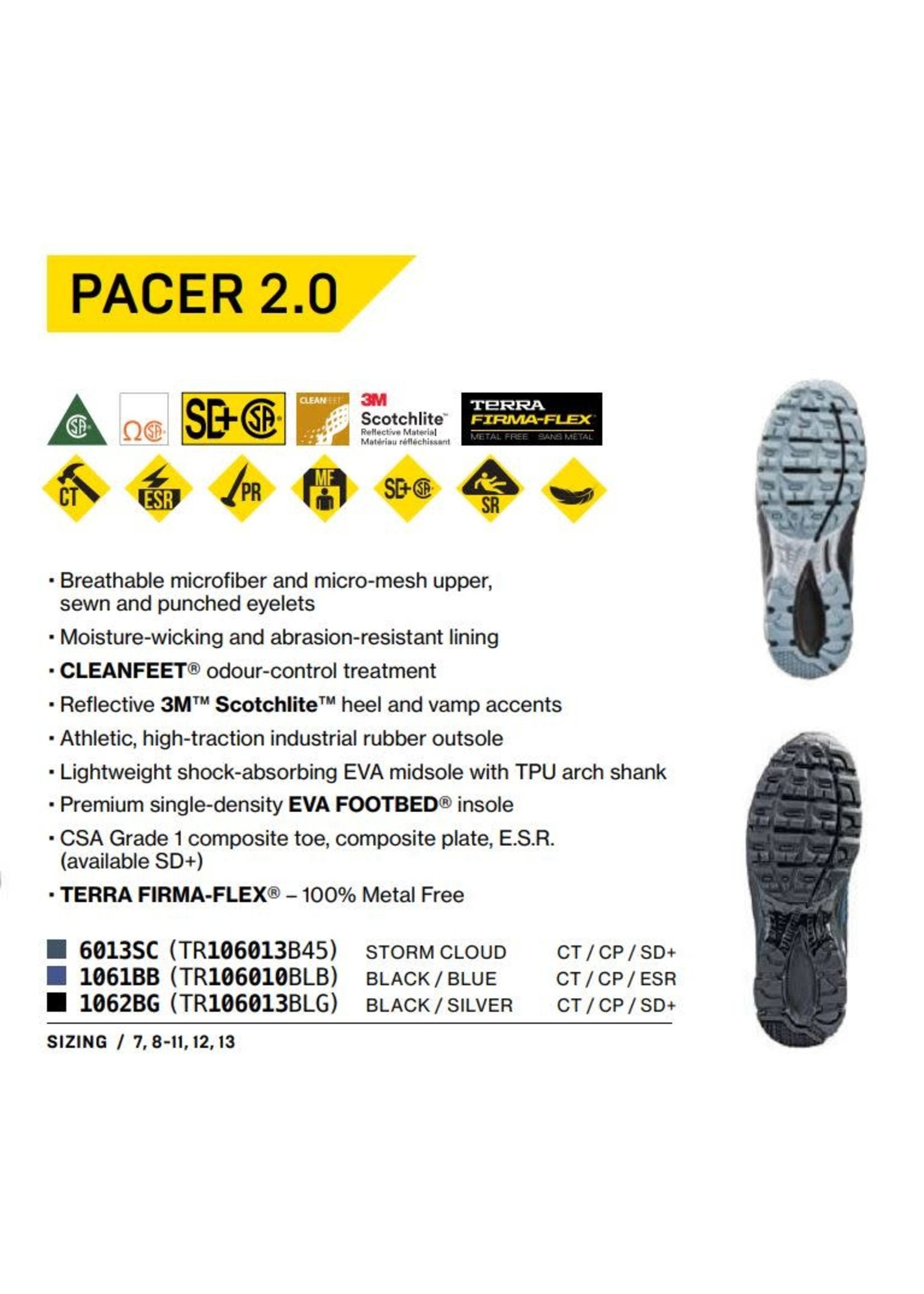 Terra Mens Pacer 2.0 CSA Approved Composite Safety Toe  Storm Cloud Blue