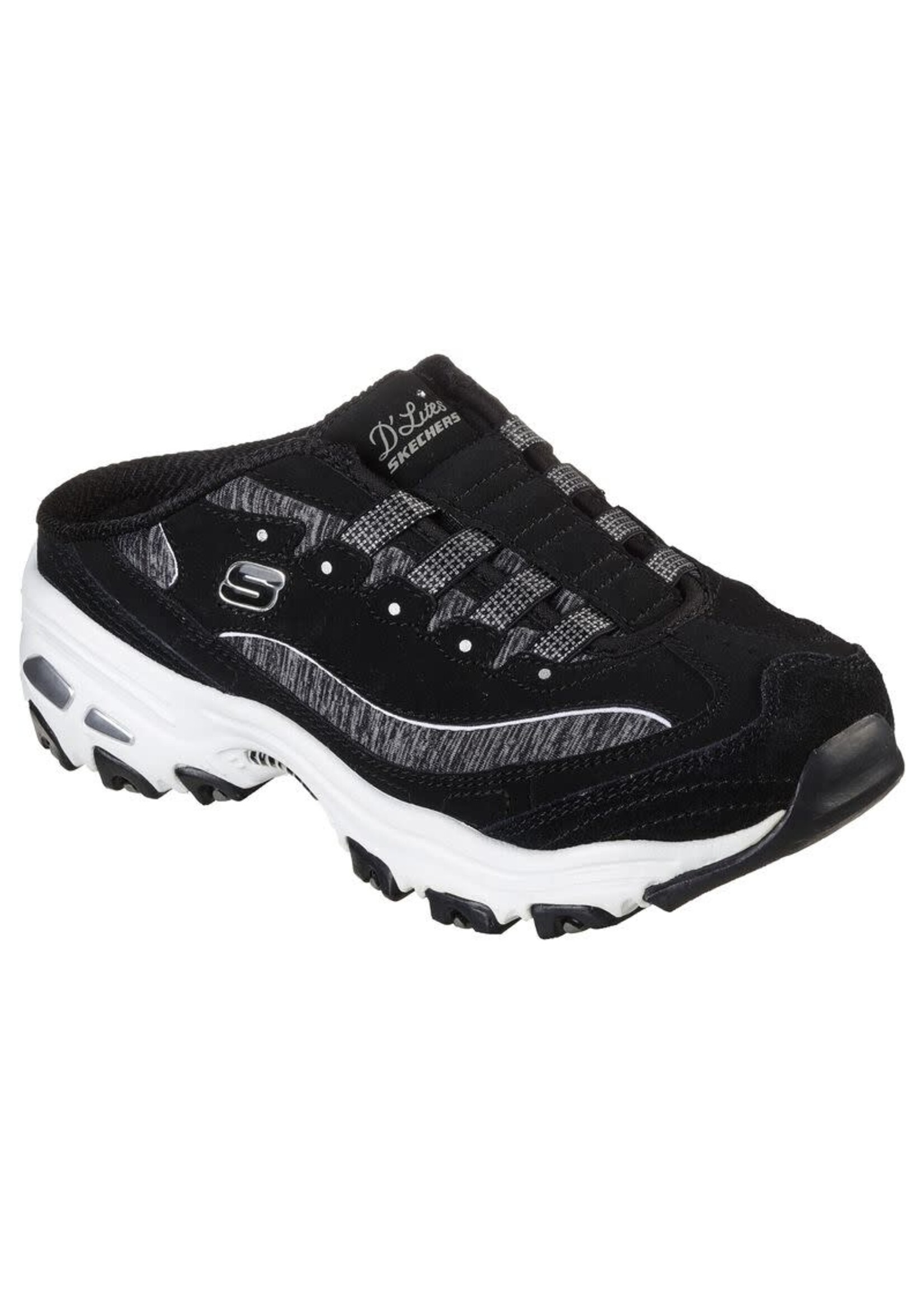 Black skechers with flowers hot sale