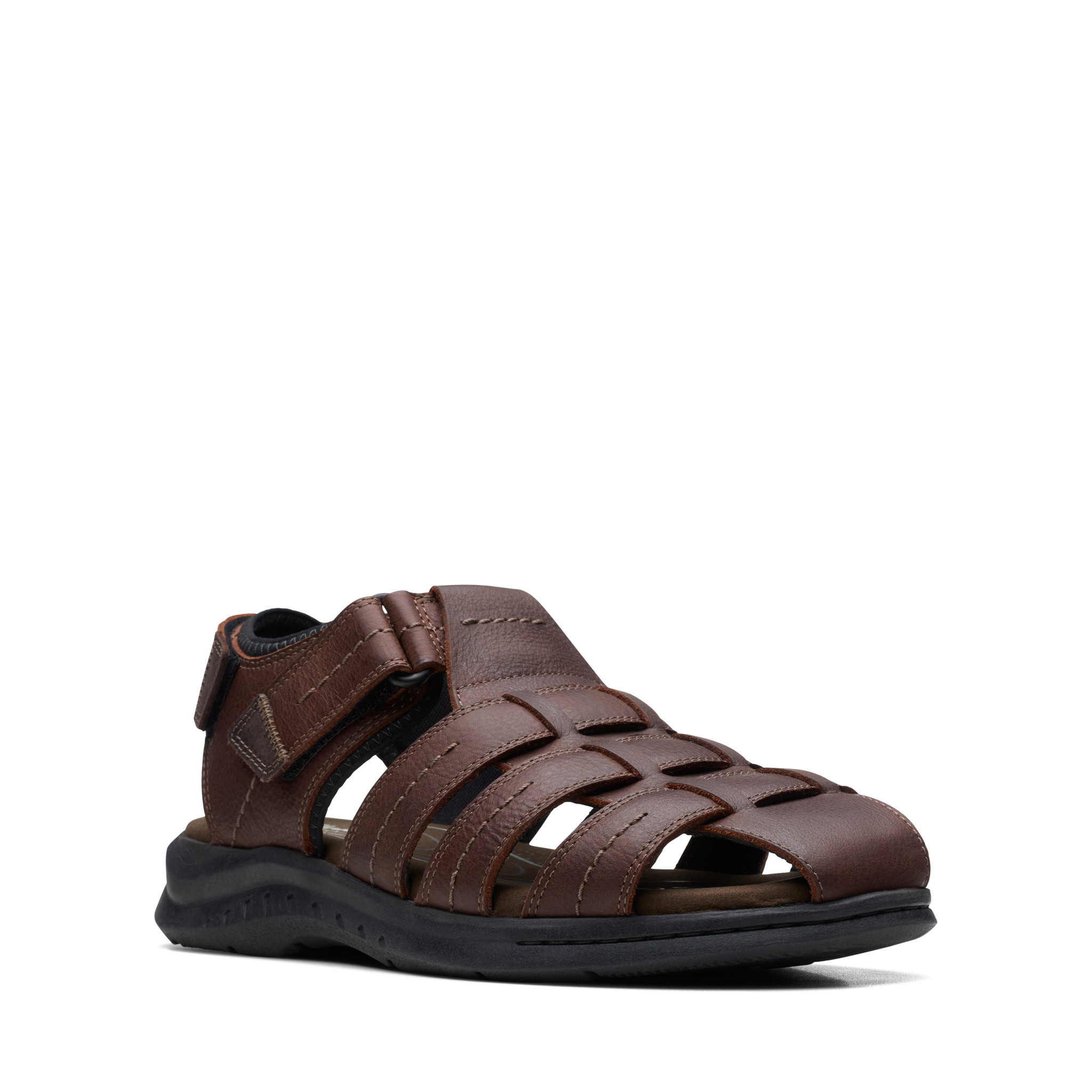 Clarks Mens Walkford Fish Sandal Brown Tumb 26171794 SHOE PLUS Low Prices Express Shipping 100s of Items to Choose From