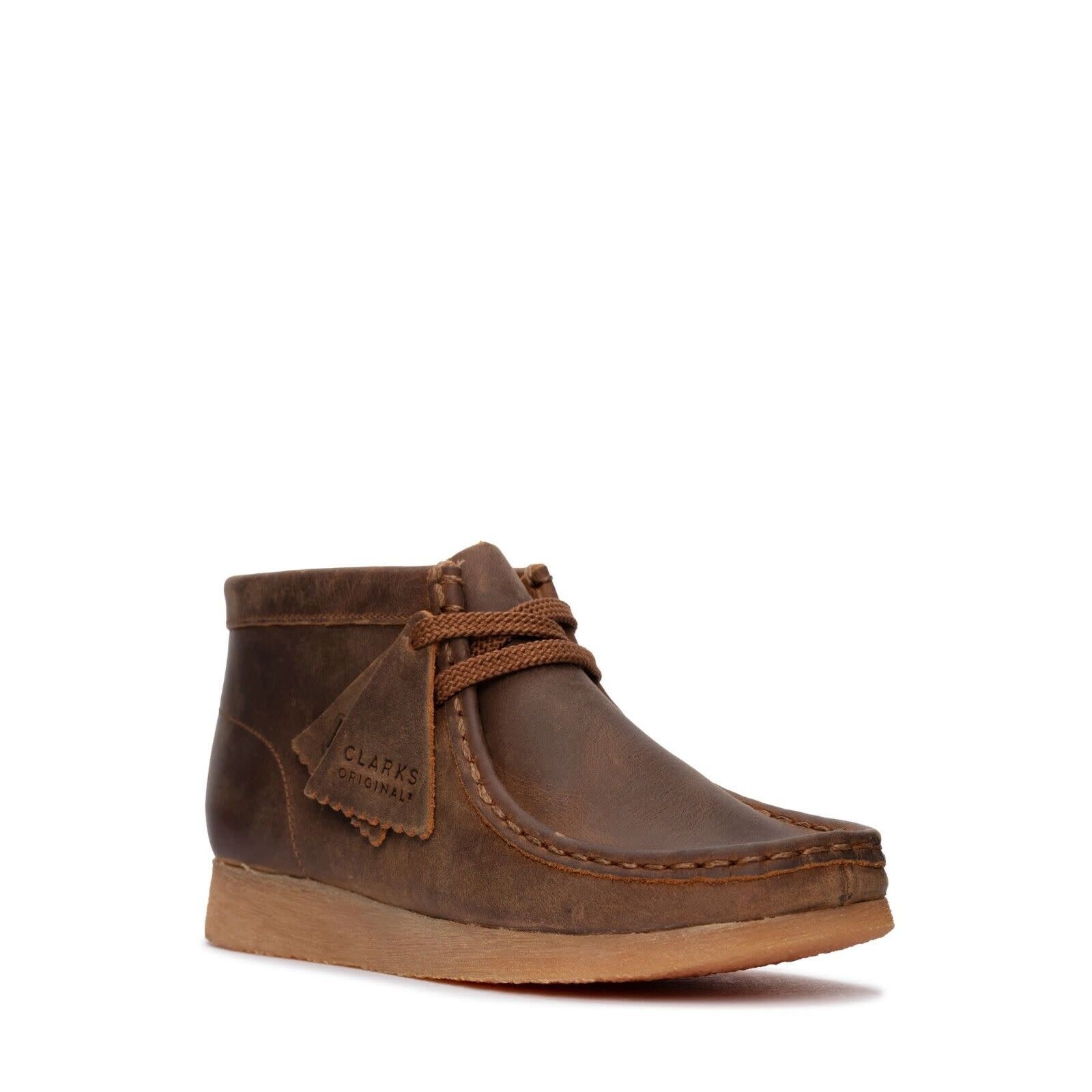 Clarks Older Boys Wallabee Boot O Beeswax Brown Leather 26168134