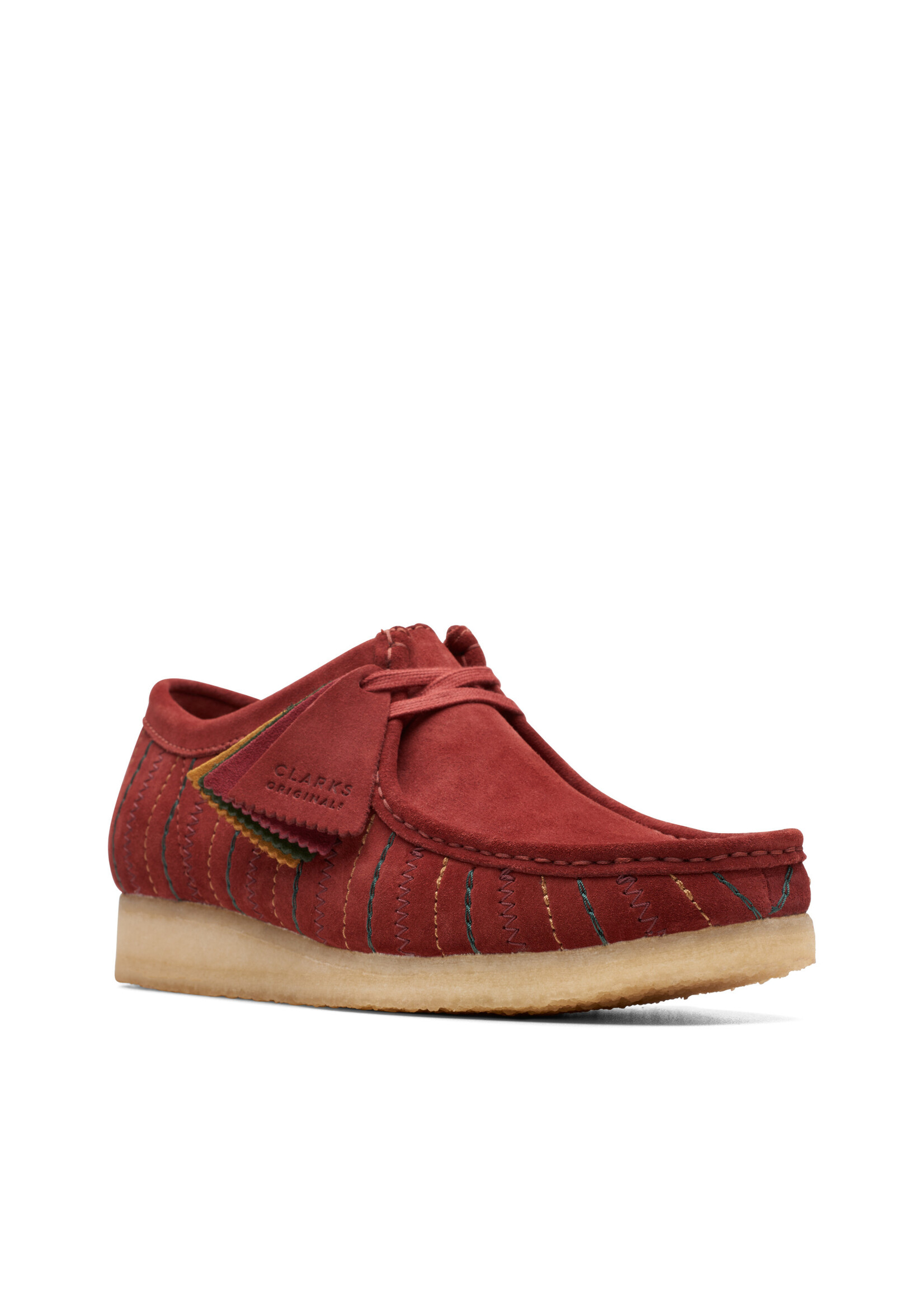 Clarks Wallabee Mens Originals Shoes Burgundy Combi Red | 26174512