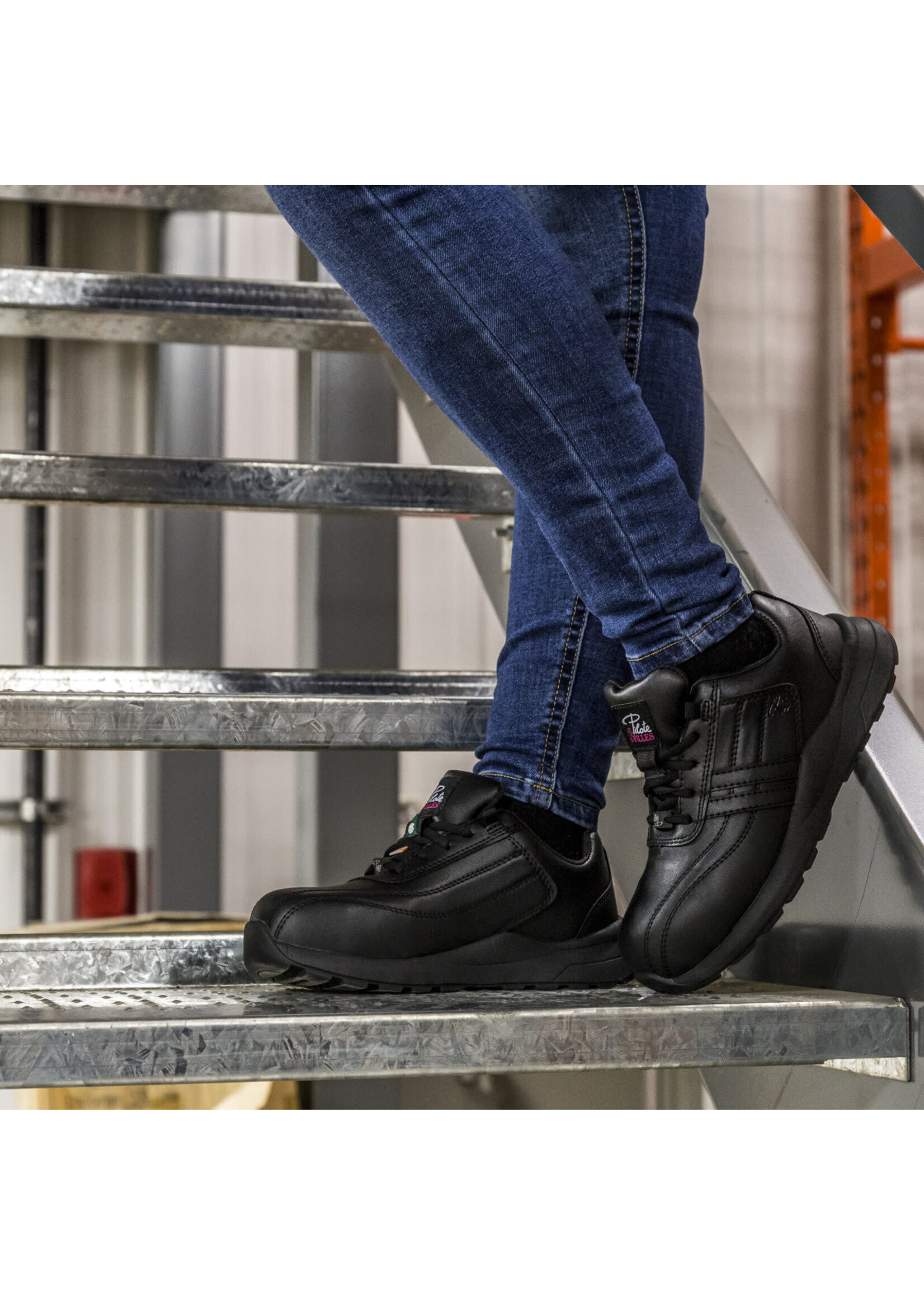 P&F Workwear CSA Approved Lightweight Safety Shoes for Women Removable Insoles Black | Slip Resistant PF630
