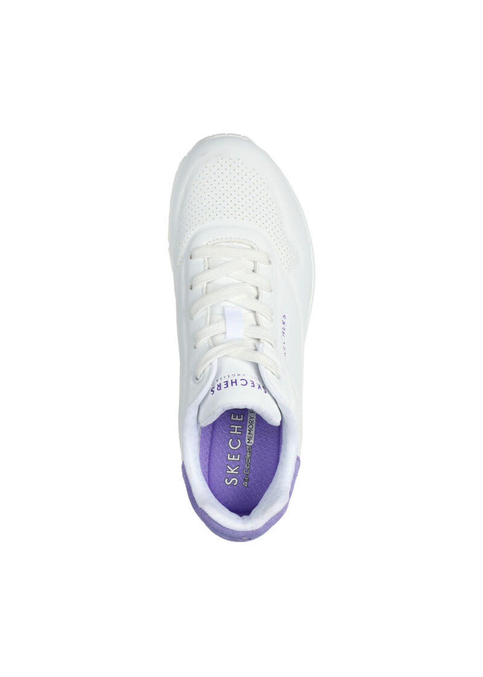 Skechers Women's Uno -Pop Back  Sneaker,177092 White/Purple