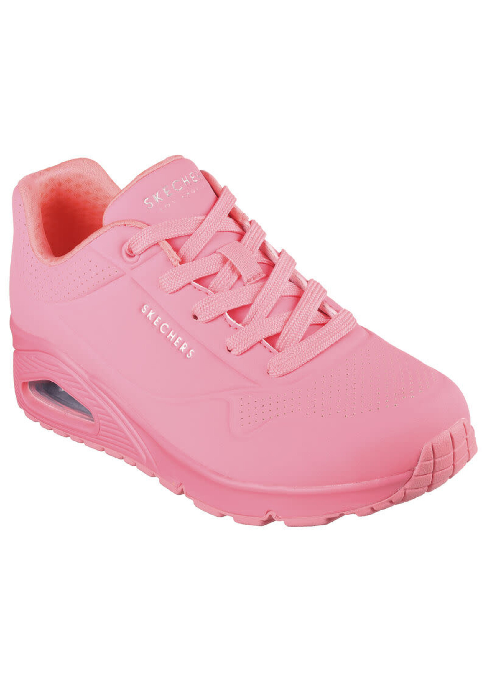  Skechers Women's UNO-HIGH Regards Sneaker, White/Pink, 5