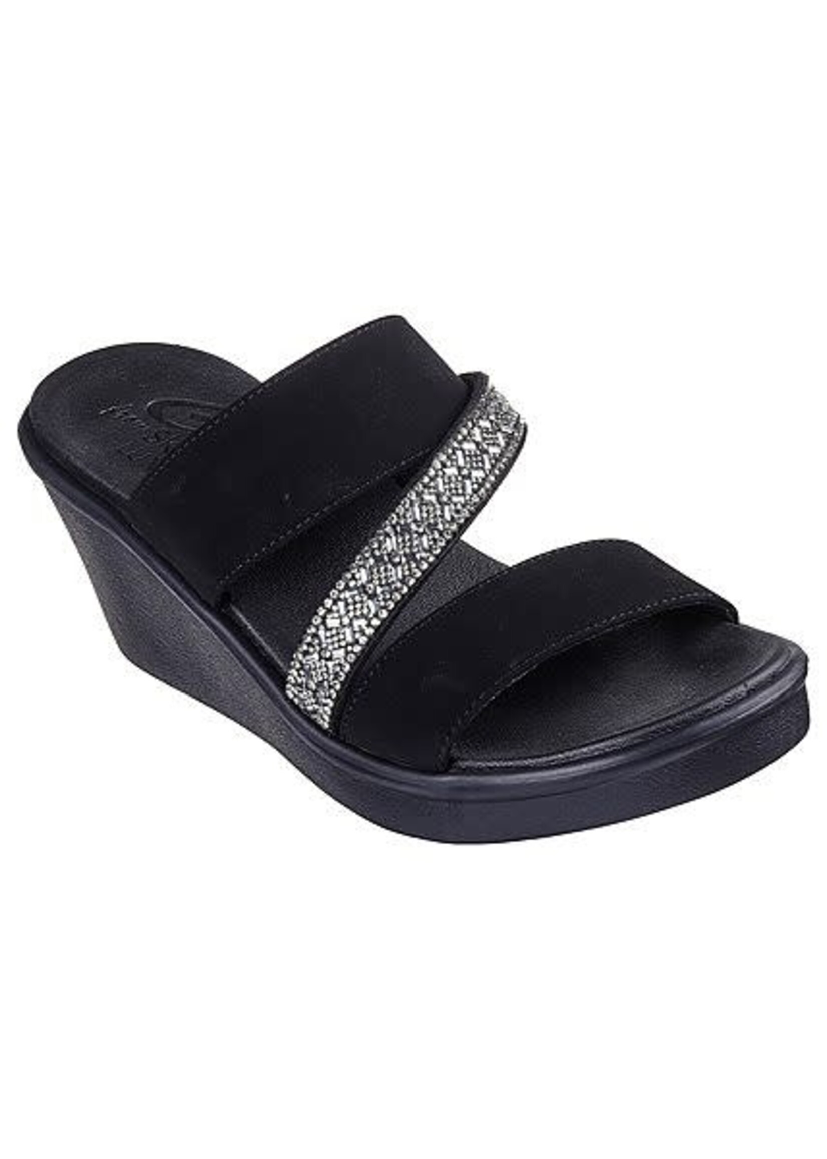 Skechers Womens  Wedge Rumble On Social Glam 119611/BLK Full Black/Silver