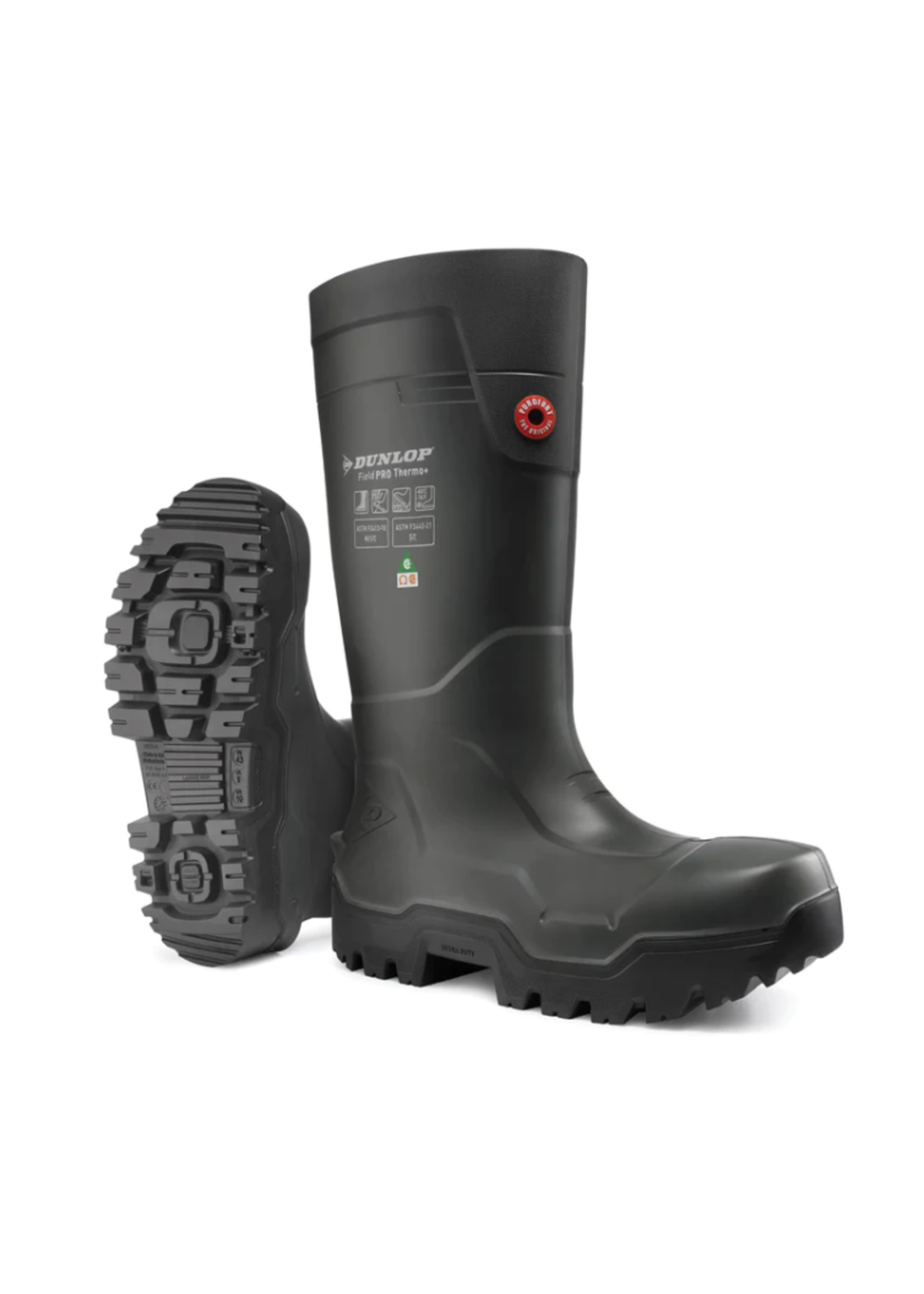 dunlop NEW Men's Steel Toe Steel plate FieldPRO Thermo+ Full Safety 15" Insulated PU Work Boots Black