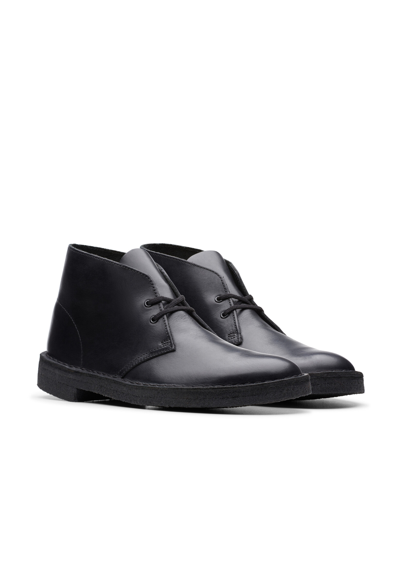 Clarks Mens Desert Boot Black Polished Leather 26144225