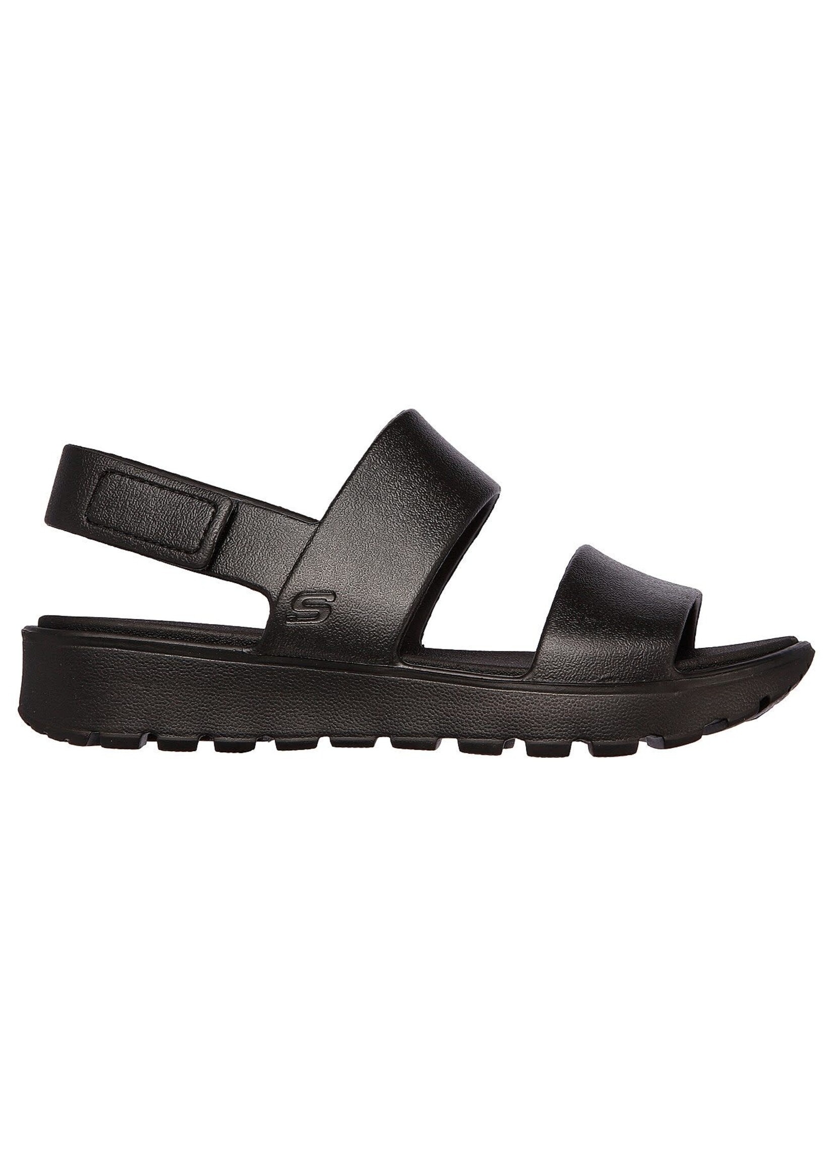 Skechers Women's Foamies Breezy Feels Cali Gear Footsteps-Molded Double Strap Slingback Sandal, Black/Black
