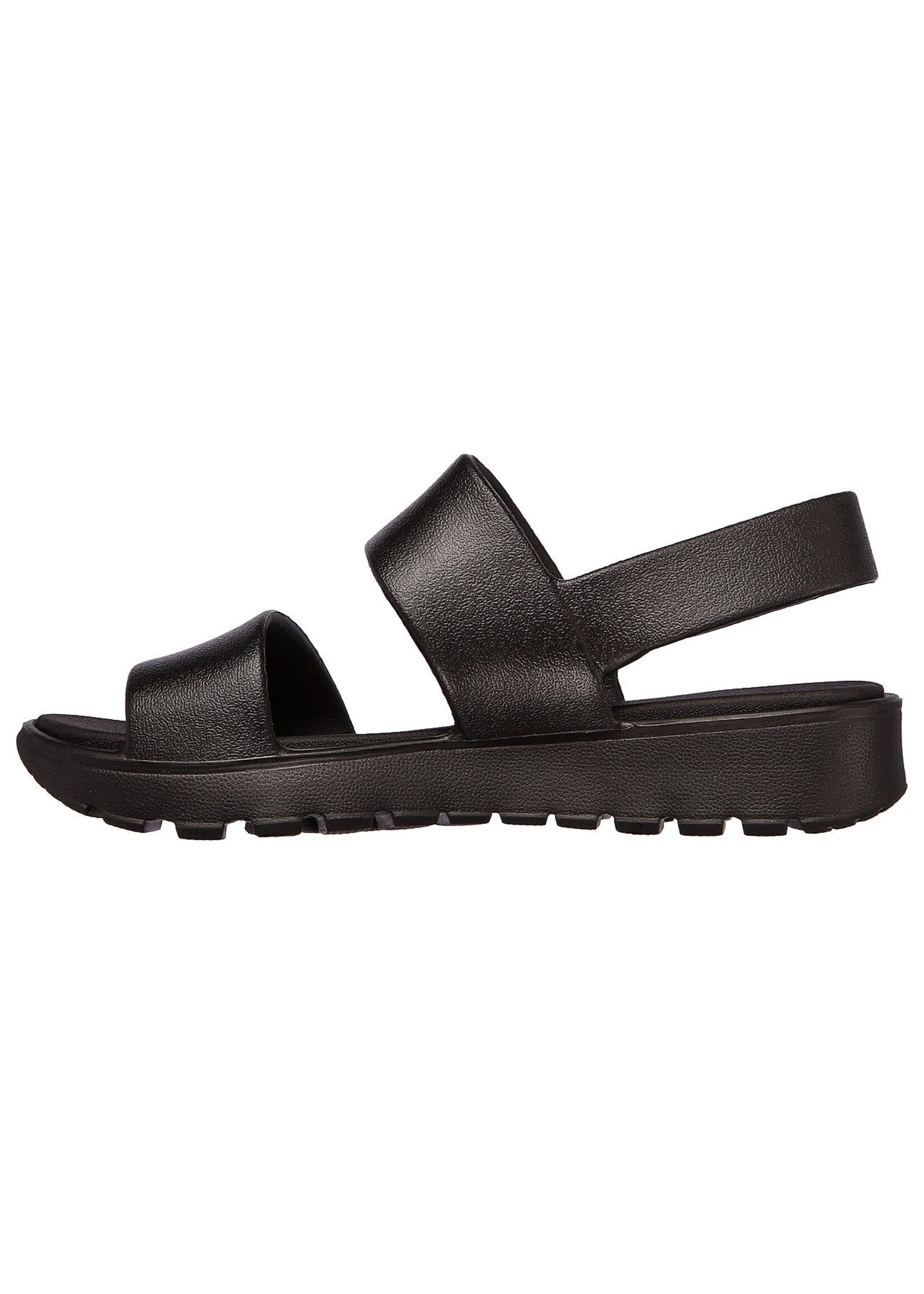 Skechers Women's Foamies Breezy Feels Cali Gear Footsteps-Molded Double Strap Slingback Sandal, Black/Black