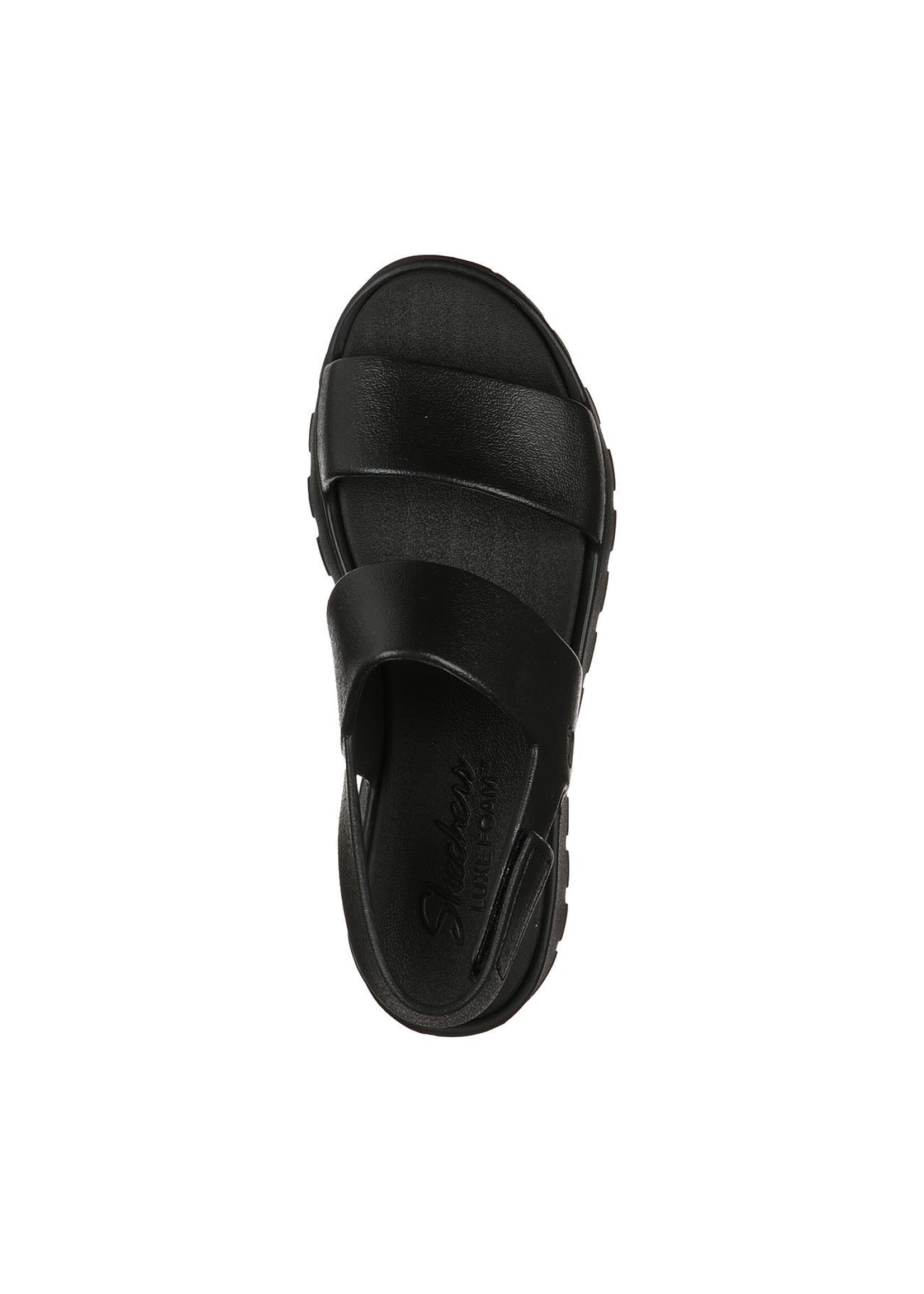 Skechers Women's Foamies Breezy Feels Cali Gear Footsteps-Molded Double Strap Slingback Sandal, Black/Black