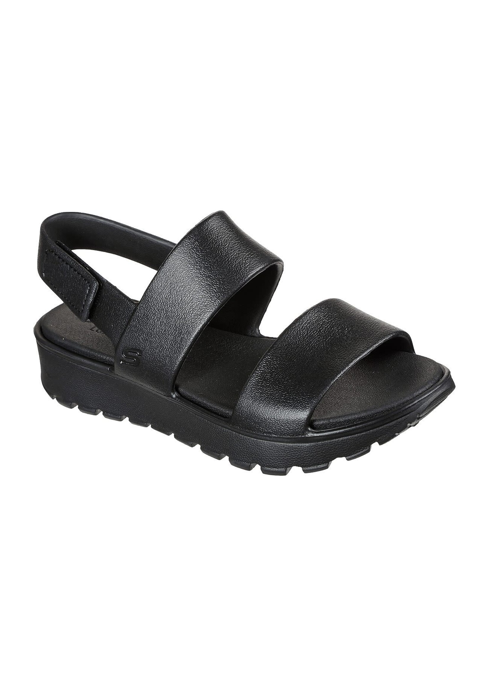 Skechers Women's Foamies Breezy Feels Cali Gear Footsteps-Molded Double Strap Slingback Sandal, Black/Black