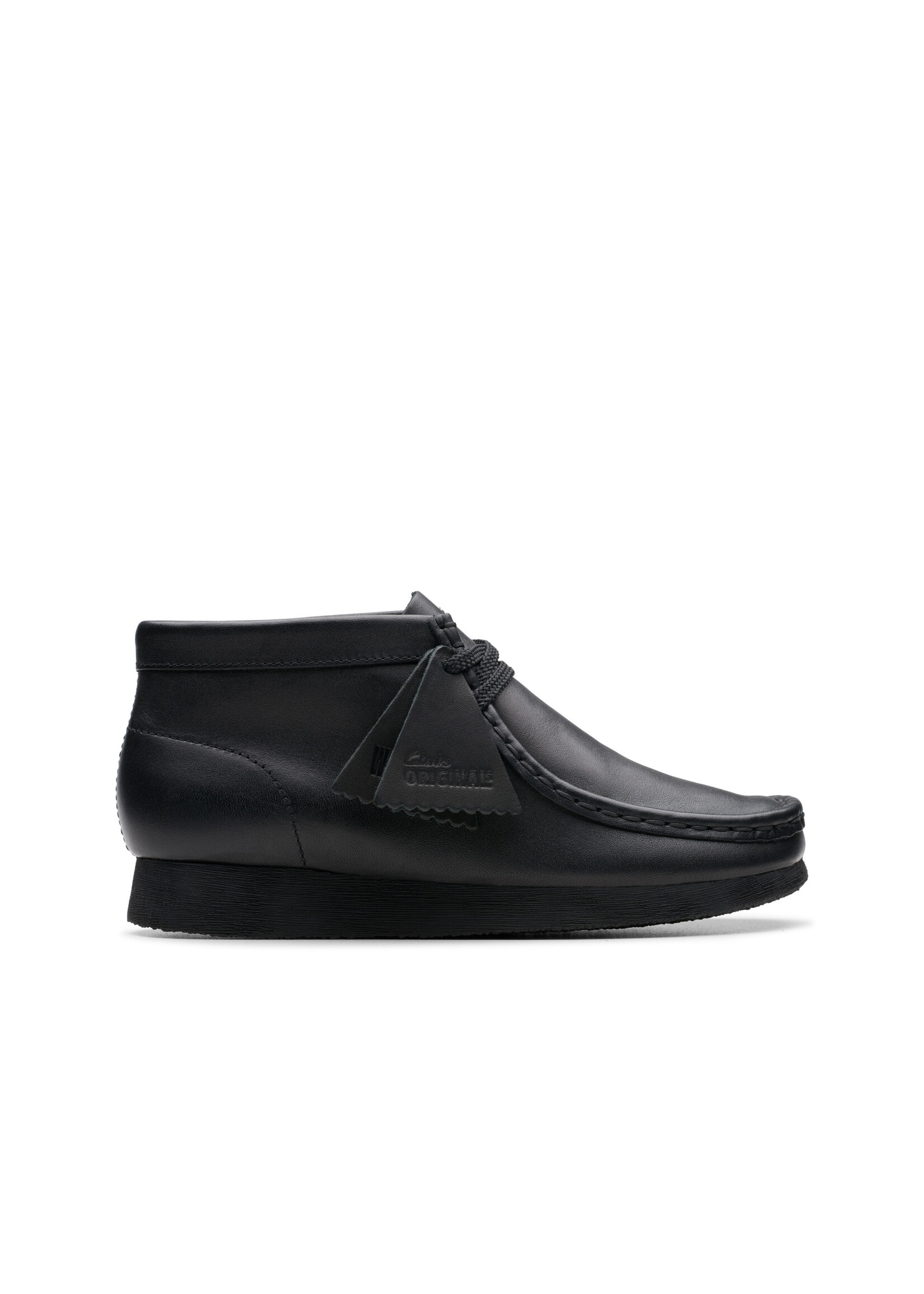 Clarks Older Boys Wallabee Boot O Black Leather 26168041 (Unisex-child)