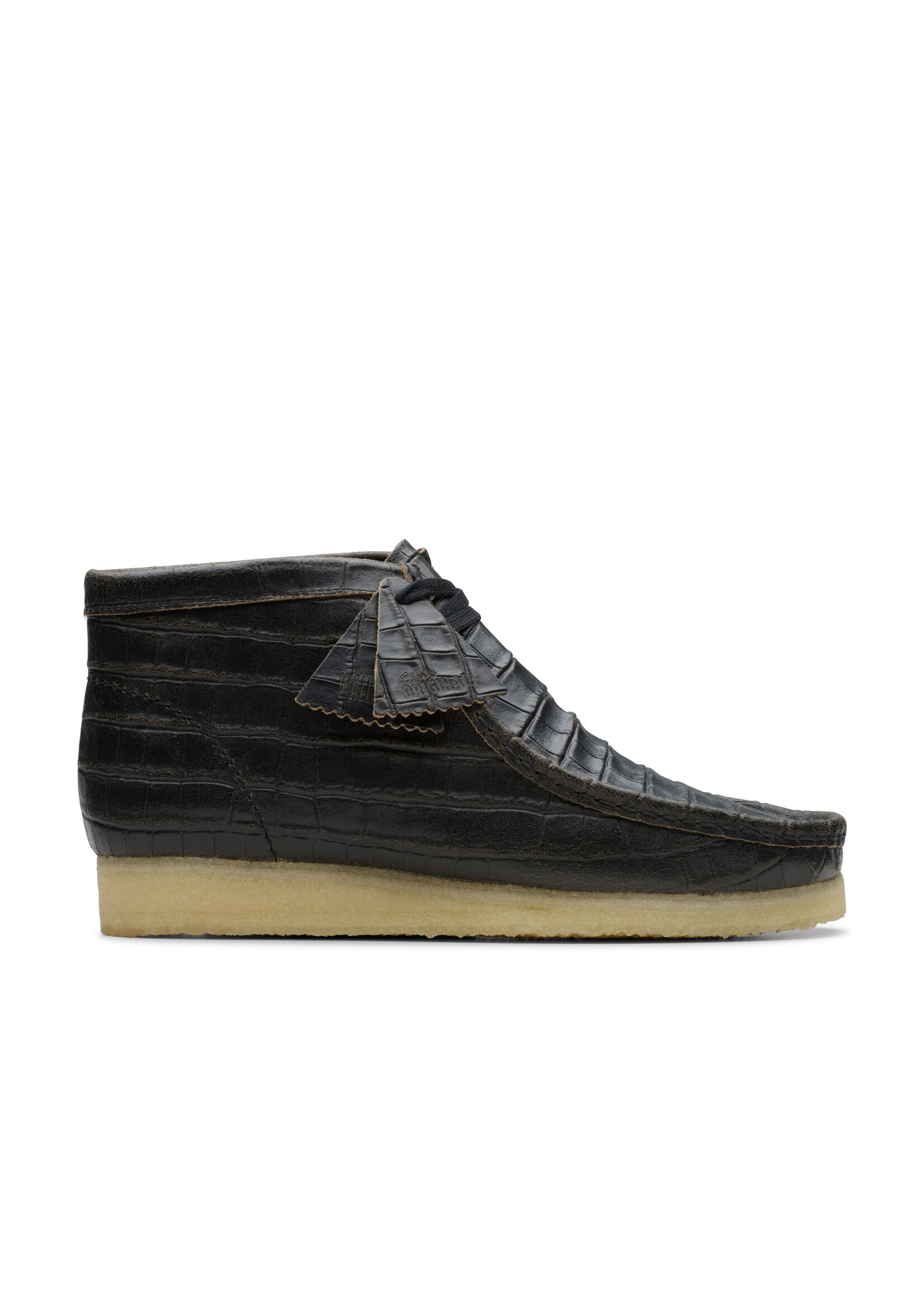 Clarks Men's Originals Wallabee Boot Black Croc Distress 26179191