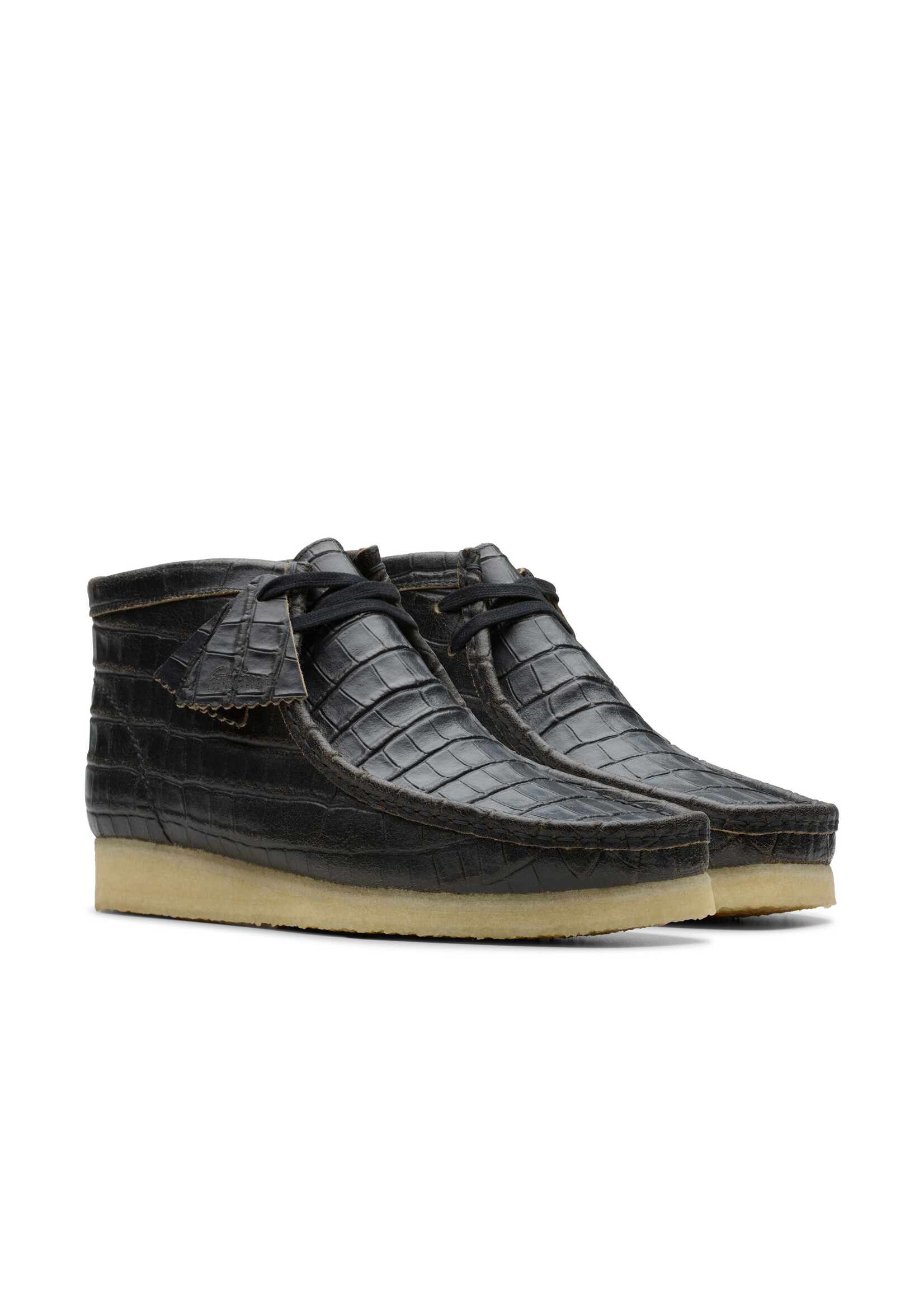 Clarks Men's Originals Wallabee Boot Black Croc Distress 26179191