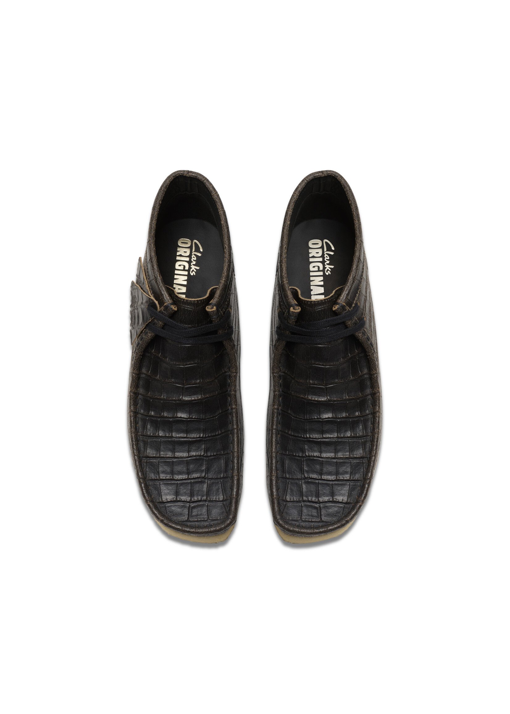 Clarks Men's Originals Wallabee Boot Black Croc Distress 26179191