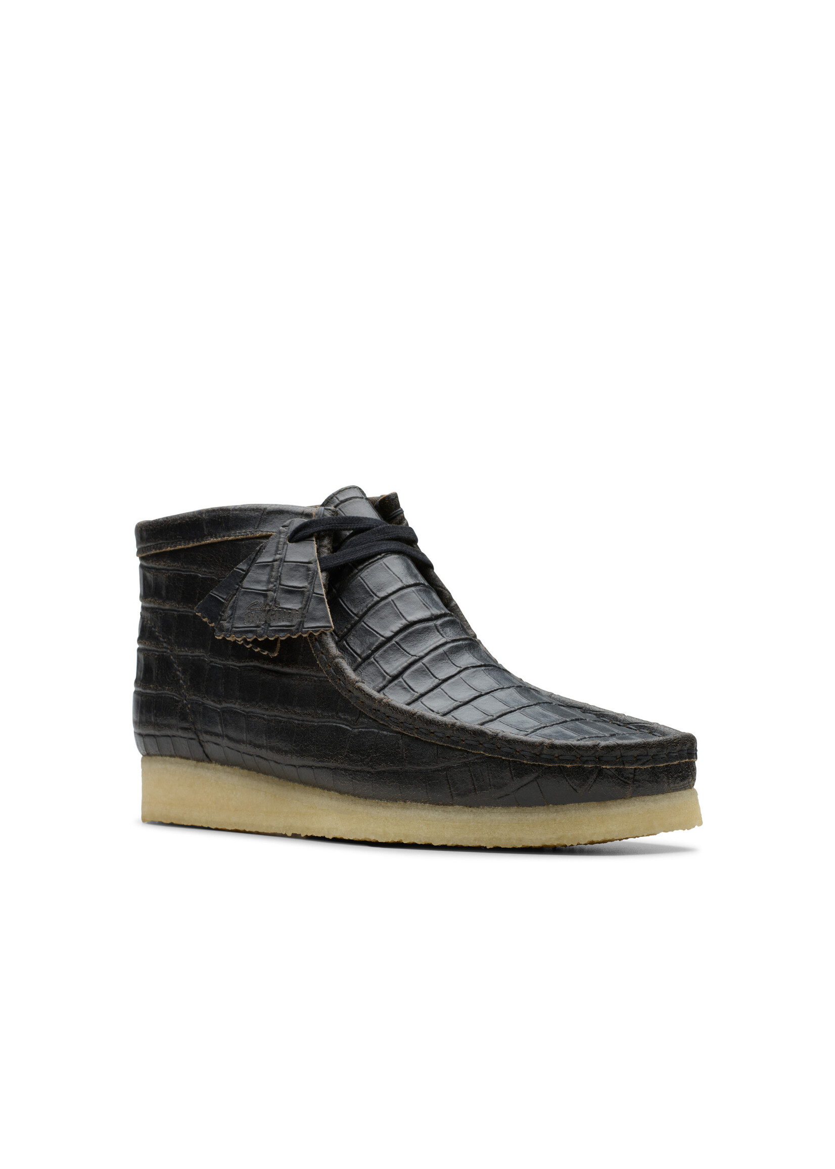 Clarks Men's Originals Wallabee Boot Black Croc Distress 26179191
