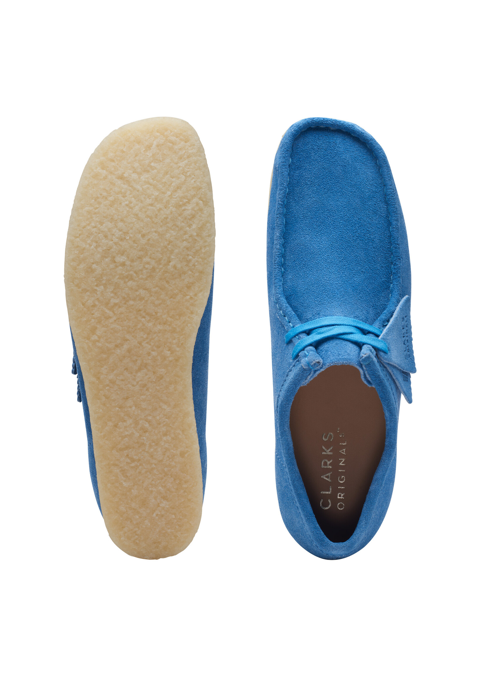 Blue leather clarks wallabees hot sale