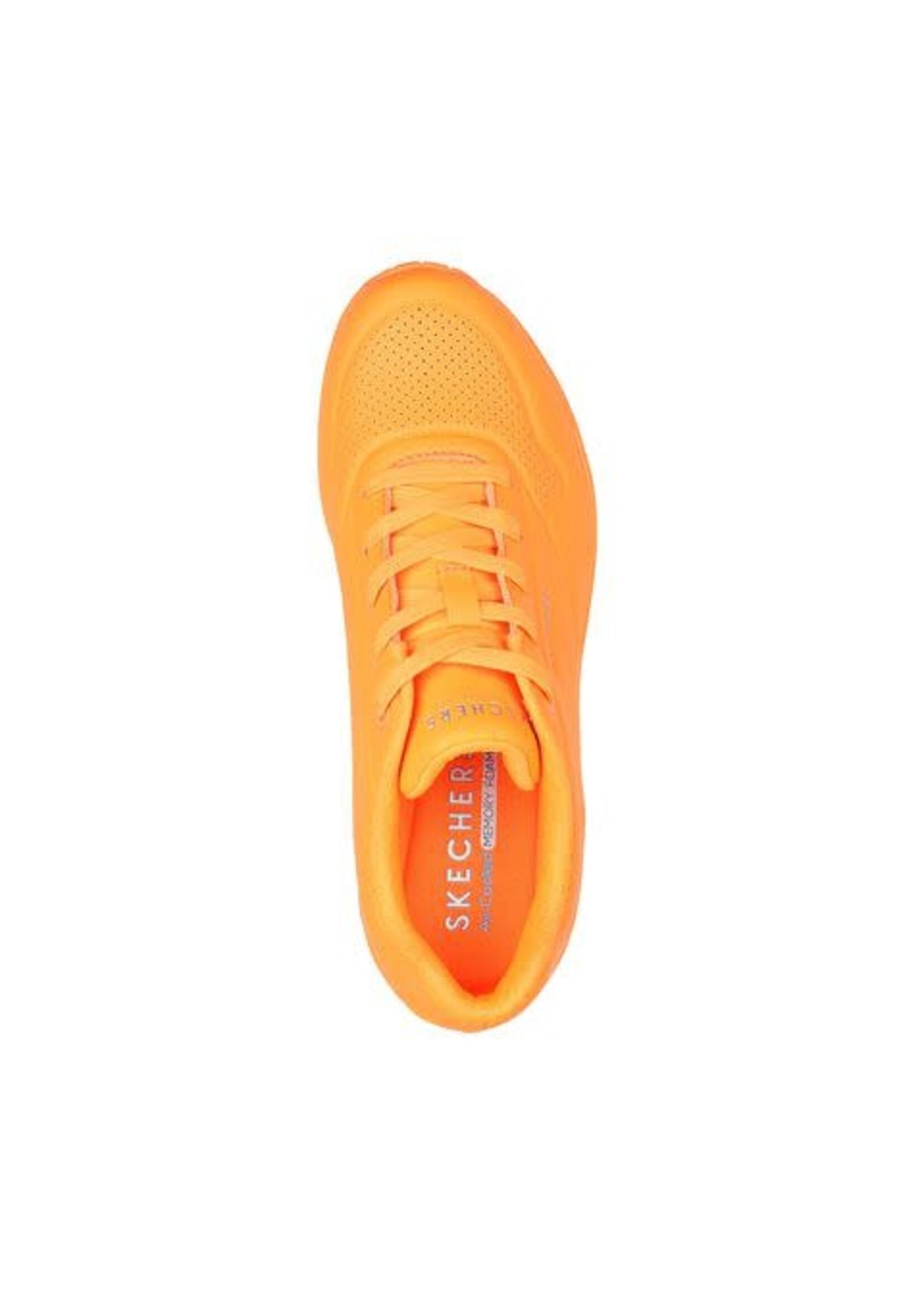 Skechers Women's Skecher Street Women's Uno - Night Shades Sneaker, Pink Hot Pink Durabuck Neon Orange
