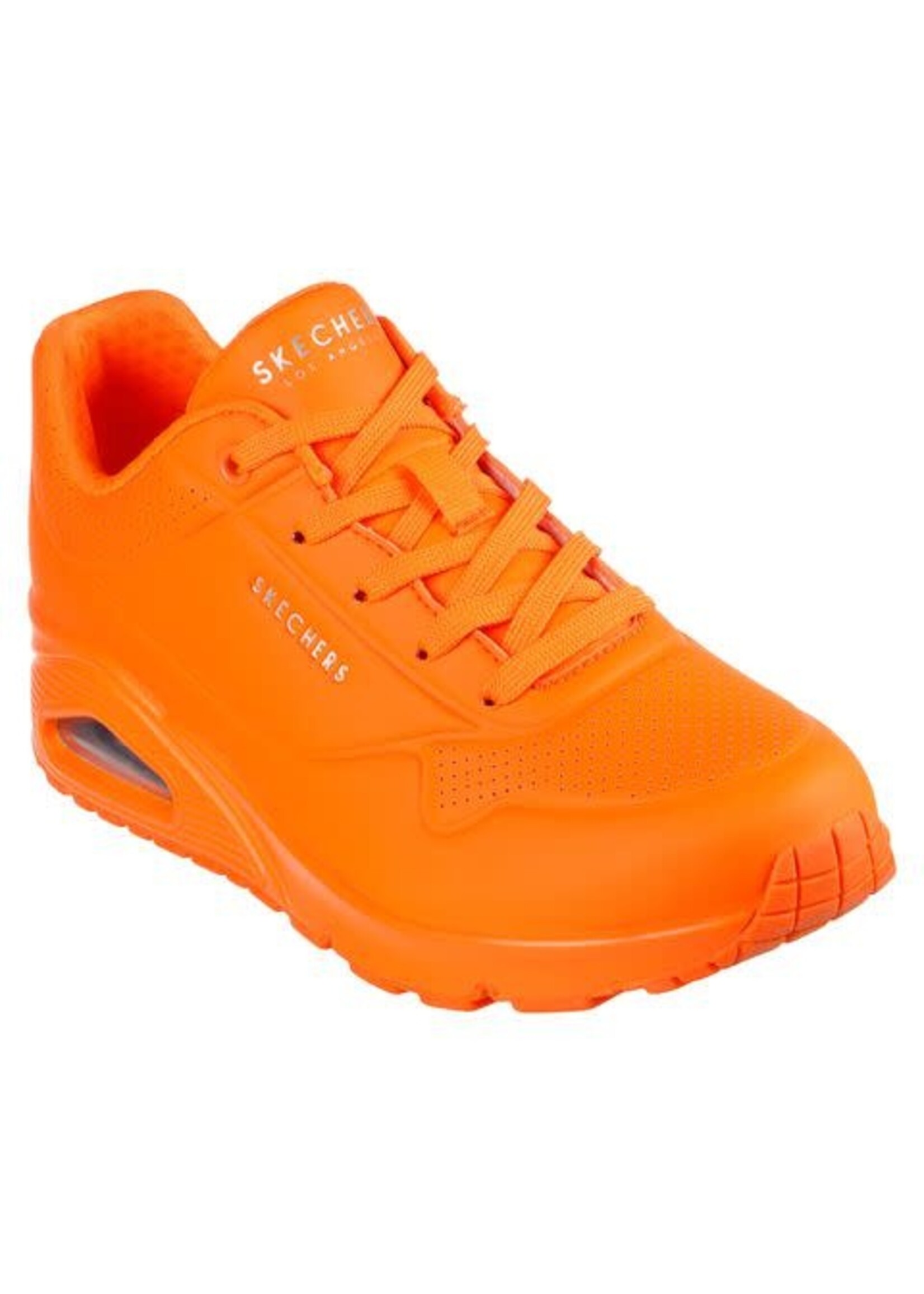 Skechers Women's Skecher Street Women's Uno - Night Shades Sneaker, Pink Hot Pink Durabuck Neon Orange