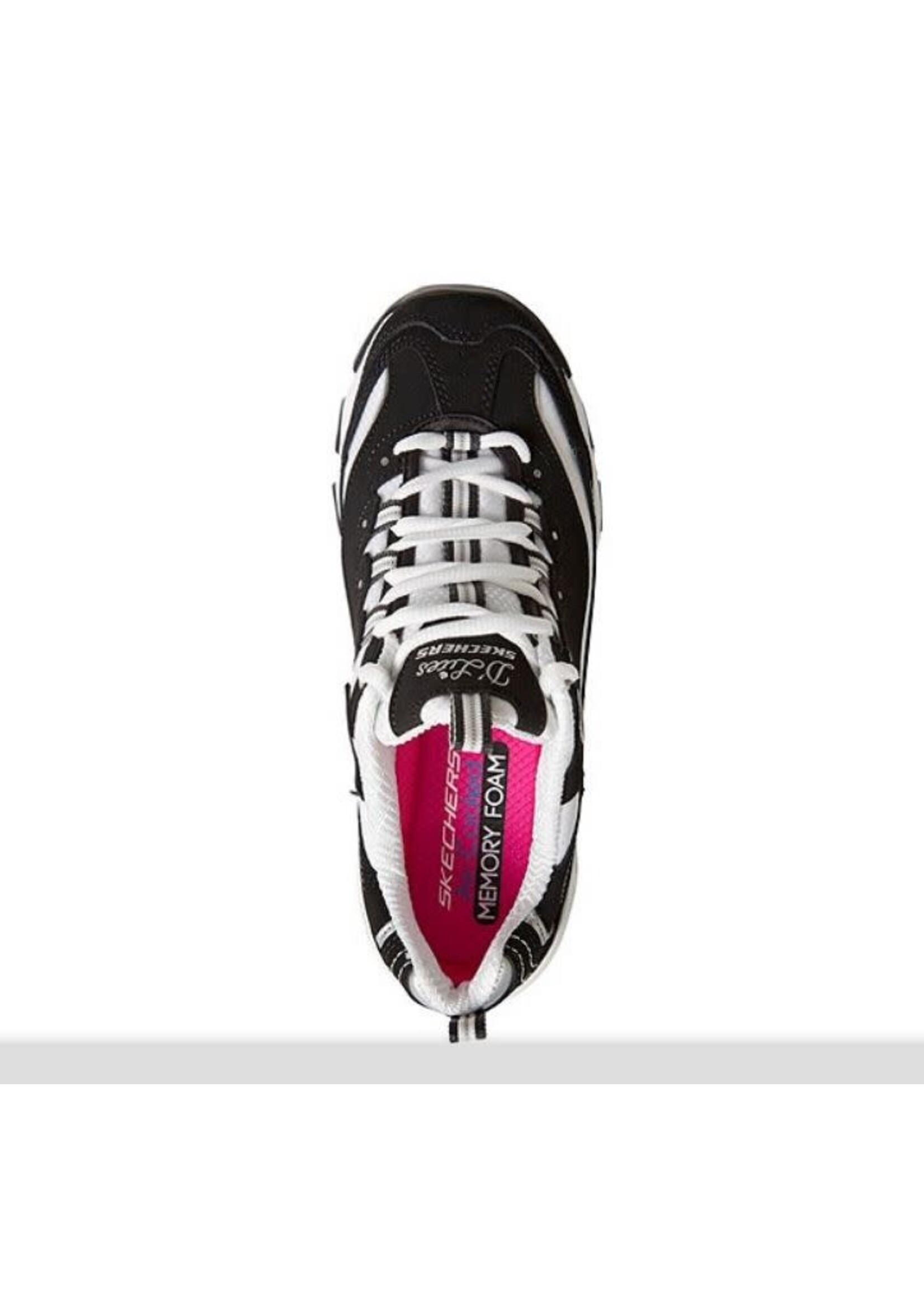Skechers Women's Memory Foam D'Lites  Sneaker -Biggest Fan - Black/White