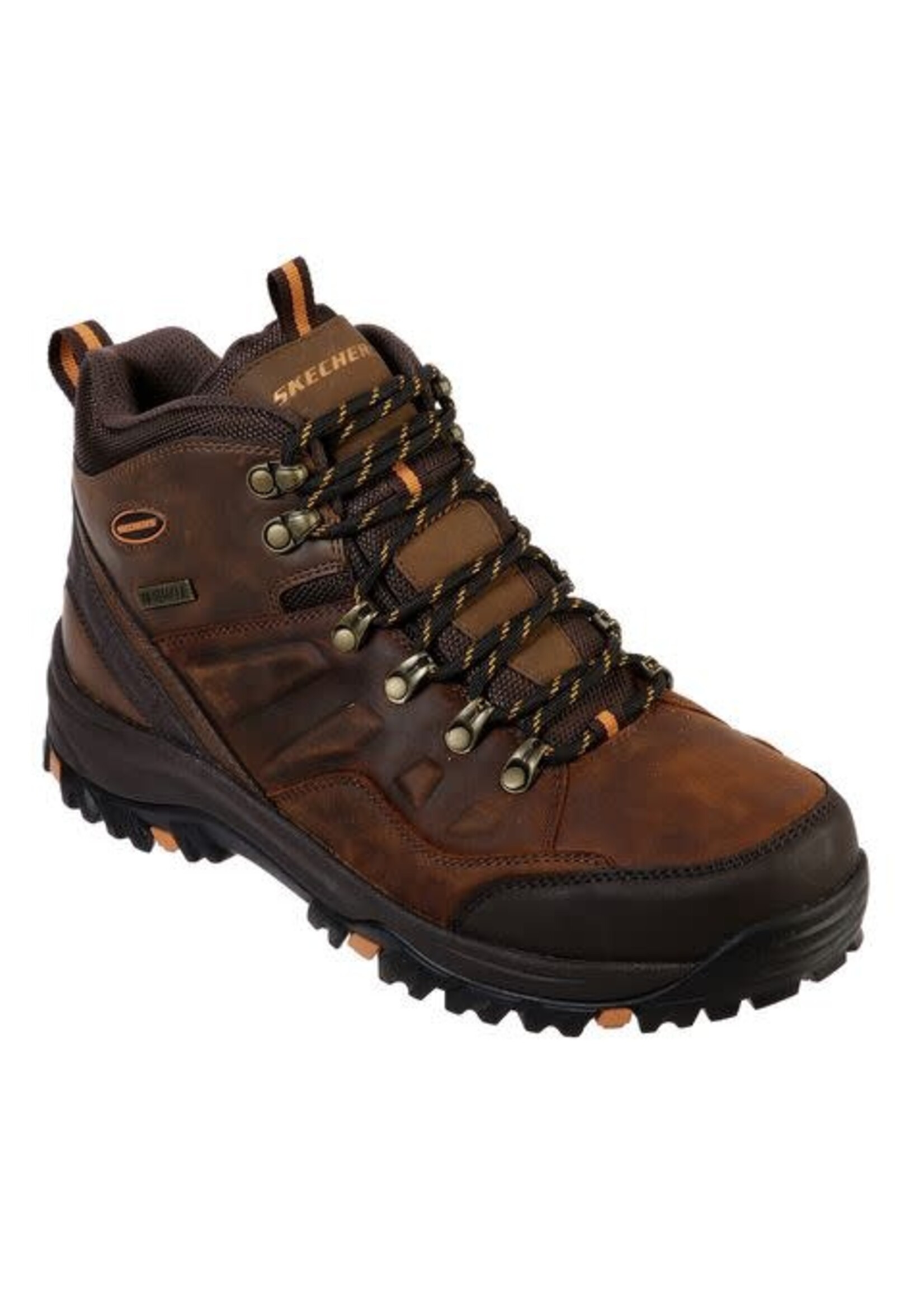 Skechers Mens RELMENT TRAVEN Hiking Boot Waterproof 65529 Dark Brown Leather SHOE PLUS Low Prices Express Shipping 100s of Items to Choose From