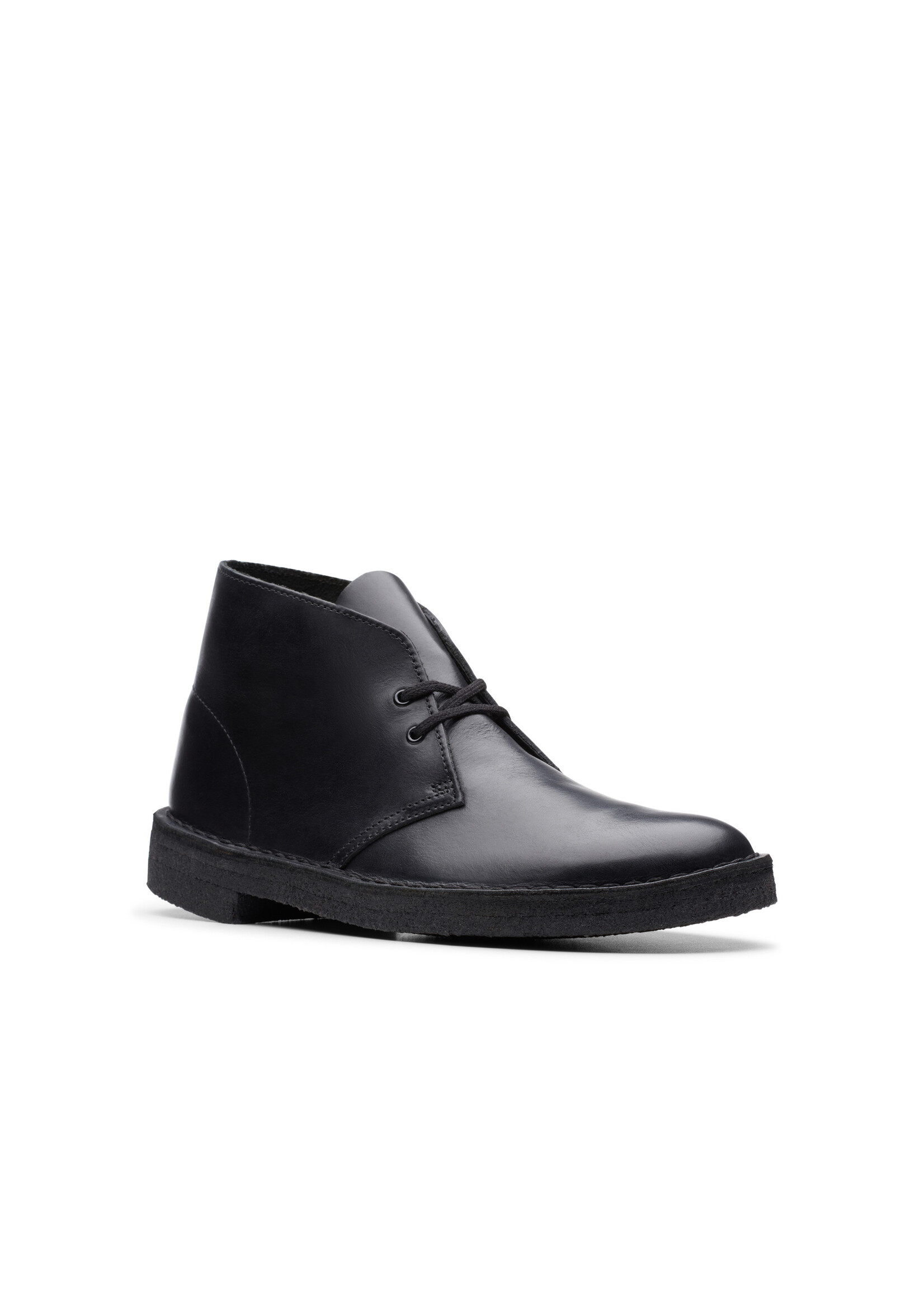 Clarks Mens Desert Boot Black Polished Leather 26144225