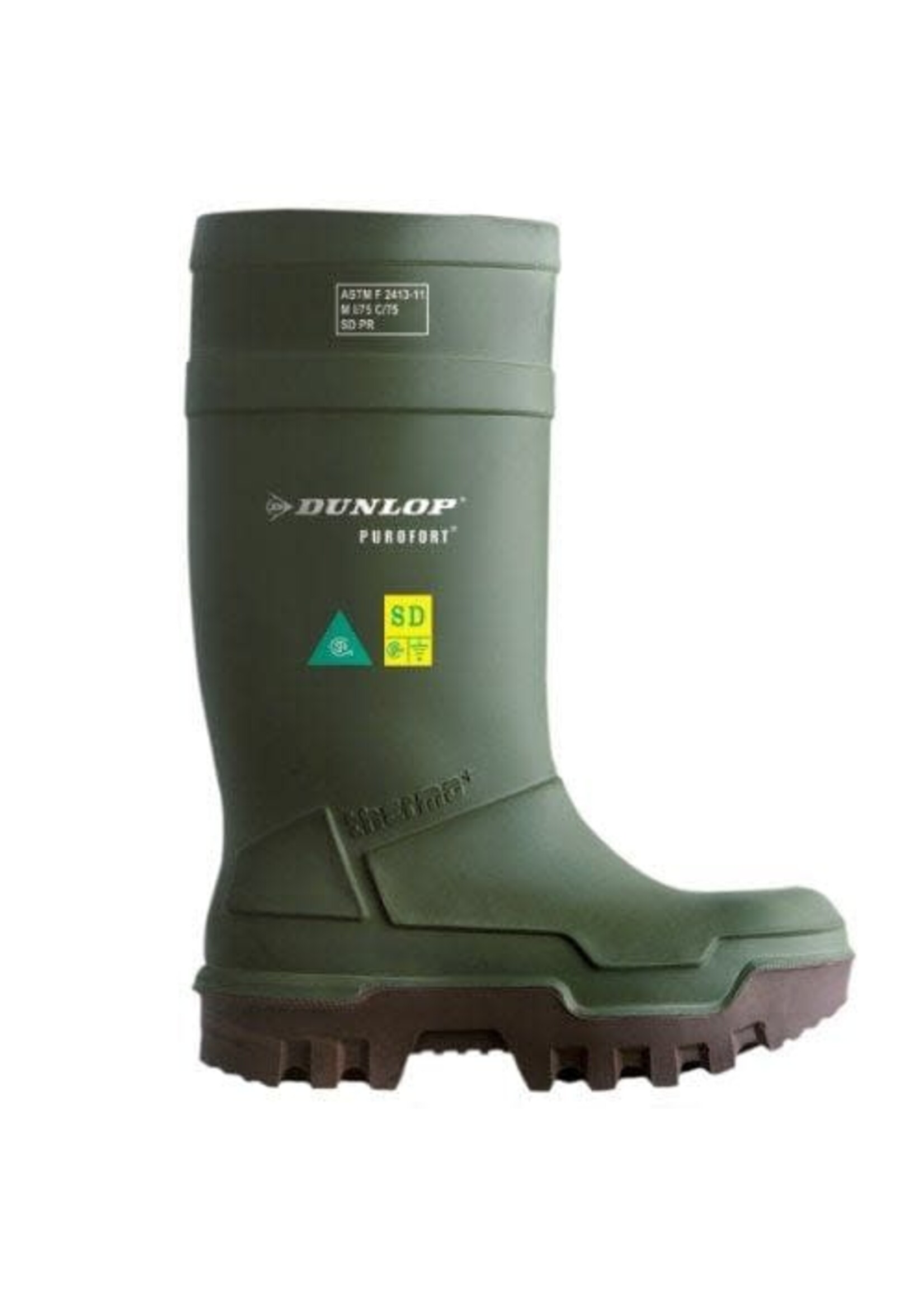 dunlop Men's Steel Toe Steel plate Purofort Explorer Safety Boots with Vibram Sole - Green/Brown
