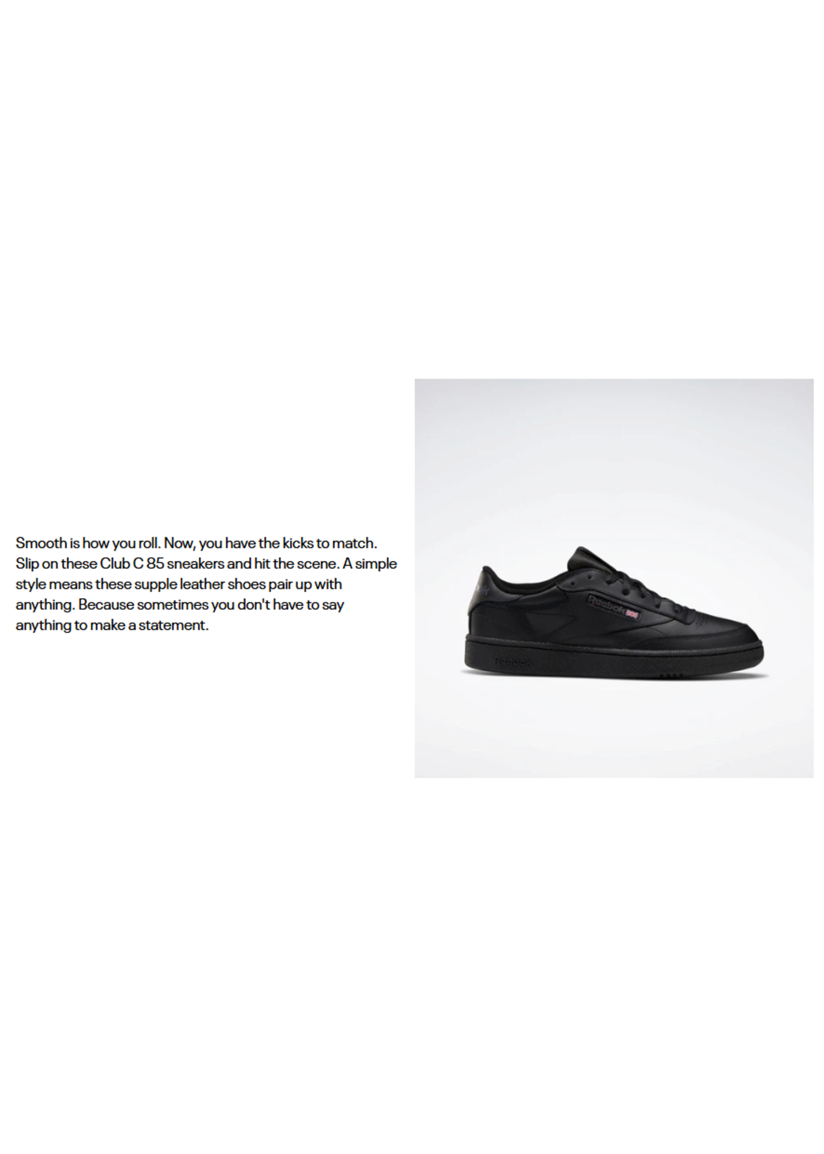 Reebok Men's Club C 85 100000153 Int-Black-Charcoal