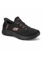 Skechers Women's Slip-ins Summits – Classy Night Black/Gold | 150128 Hands-Free Vegan Sneakers with Air-Cooled Memory Foam