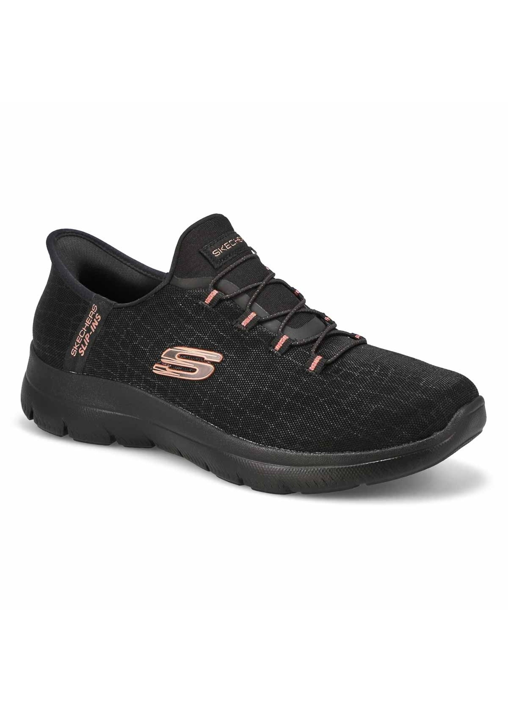 Skechers Women's Slip-ins Summits – Classy Night Black/Gold | 150128 Hands-Free Vegan Sneakers with Air-Cooled Memory Foam