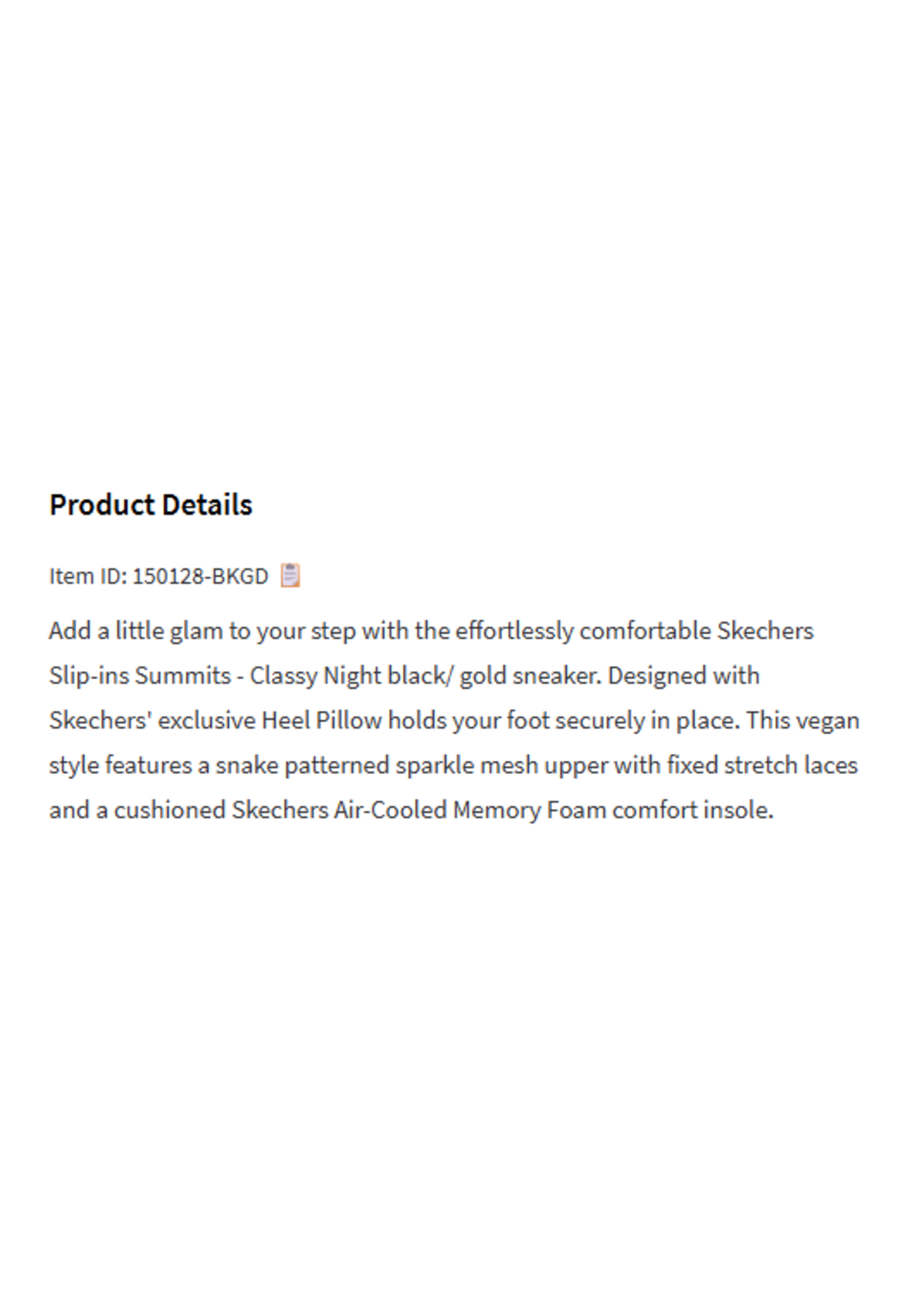 Skechers Women's Slip-ins Summits – Classy Night Black/Gold | 150128 Hands-Free Vegan Sneakers with Air-Cooled Memory Foam