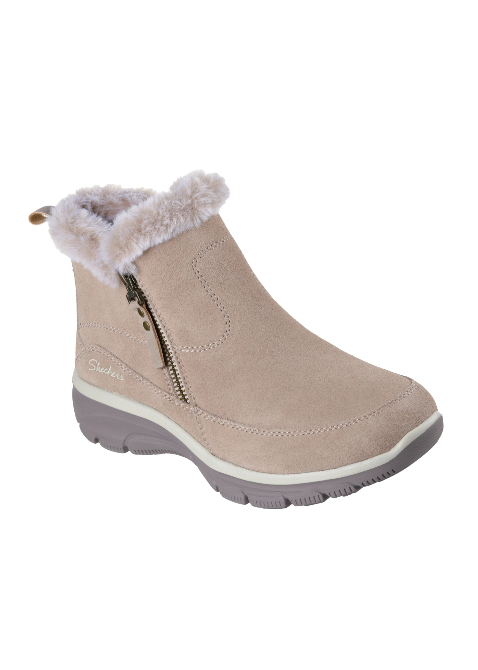 Skechers Womens Relaxed Fit: Easy Going - Cool Zip Memory Foam 167862/DKNT Dark Naural Beige