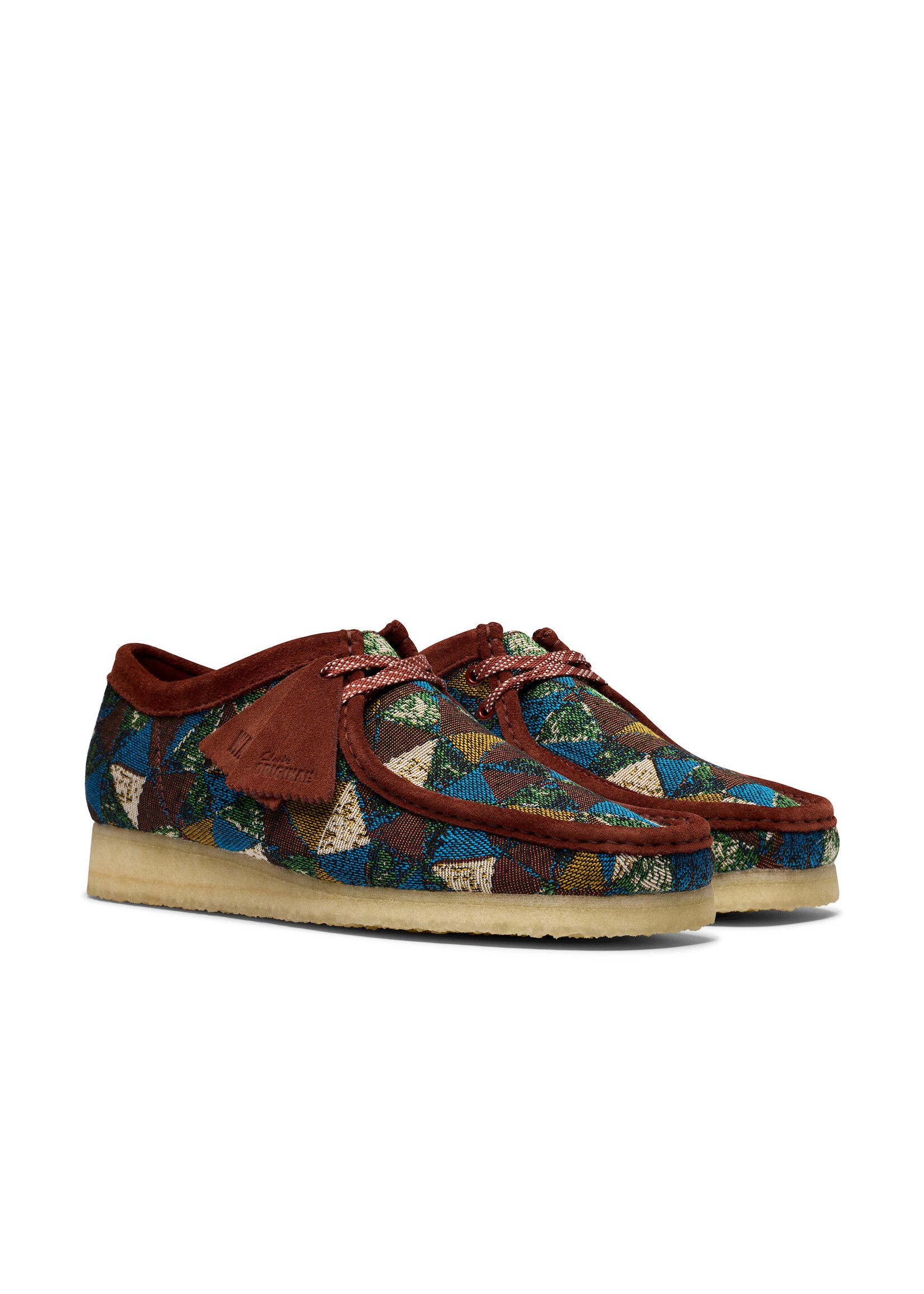 Clarks Men’s Wallabee Multicolour Textile – Crepe Sole – Multicolour Textile Uppers, Suede Lining | 26182834