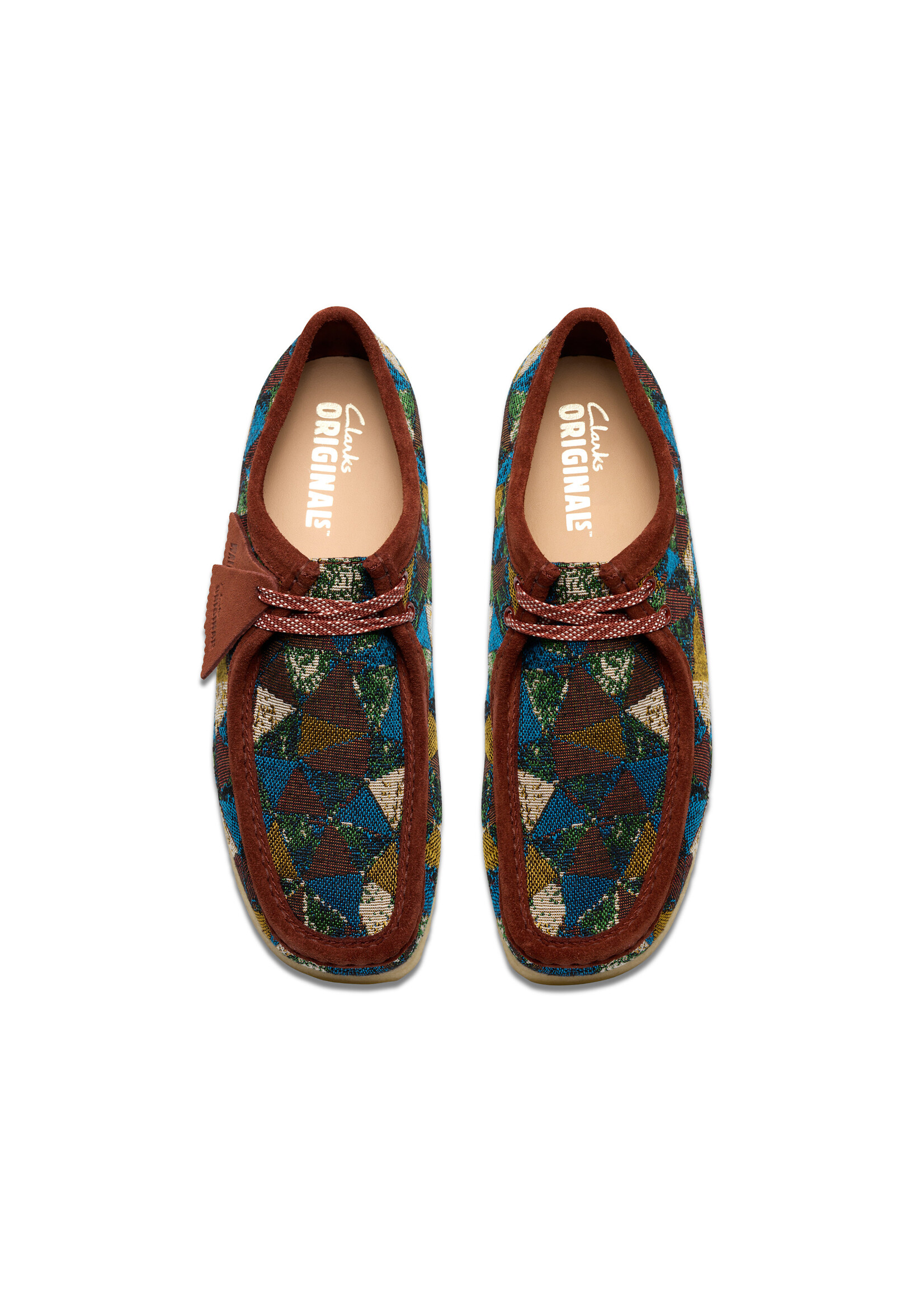 Clarks Men’s Wallabee Multicolour Textile – Crepe Sole – Multicolour Textile Uppers, Suede Lining | 26182834