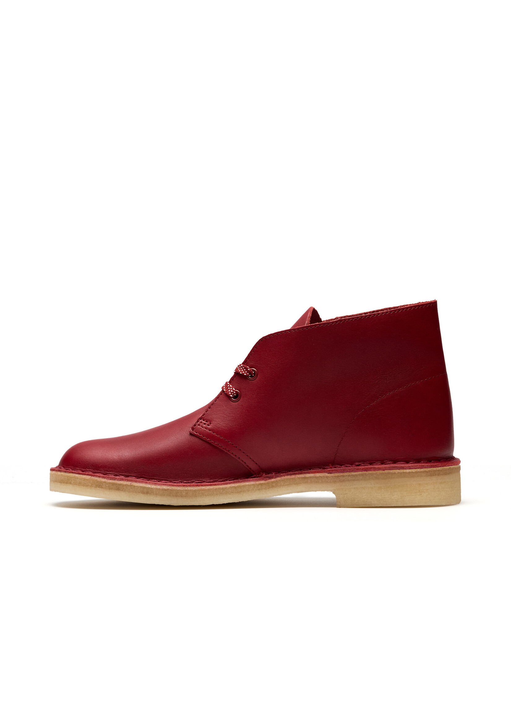 Clarks Men’s Desert Boot – Dark Red Leather Upper, Crepe Sole, Lace-Up Closure – Classic Casual Chukka Boot (26182825)