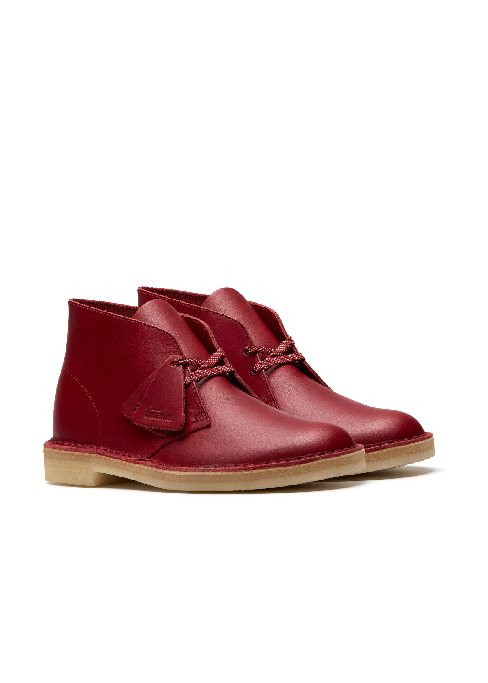 Clarks Men’s Desert Boot – Dark Red Leather Upper, Crepe Sole, Lace-Up Closure – Classic Casual Chukka Boot (26182825)