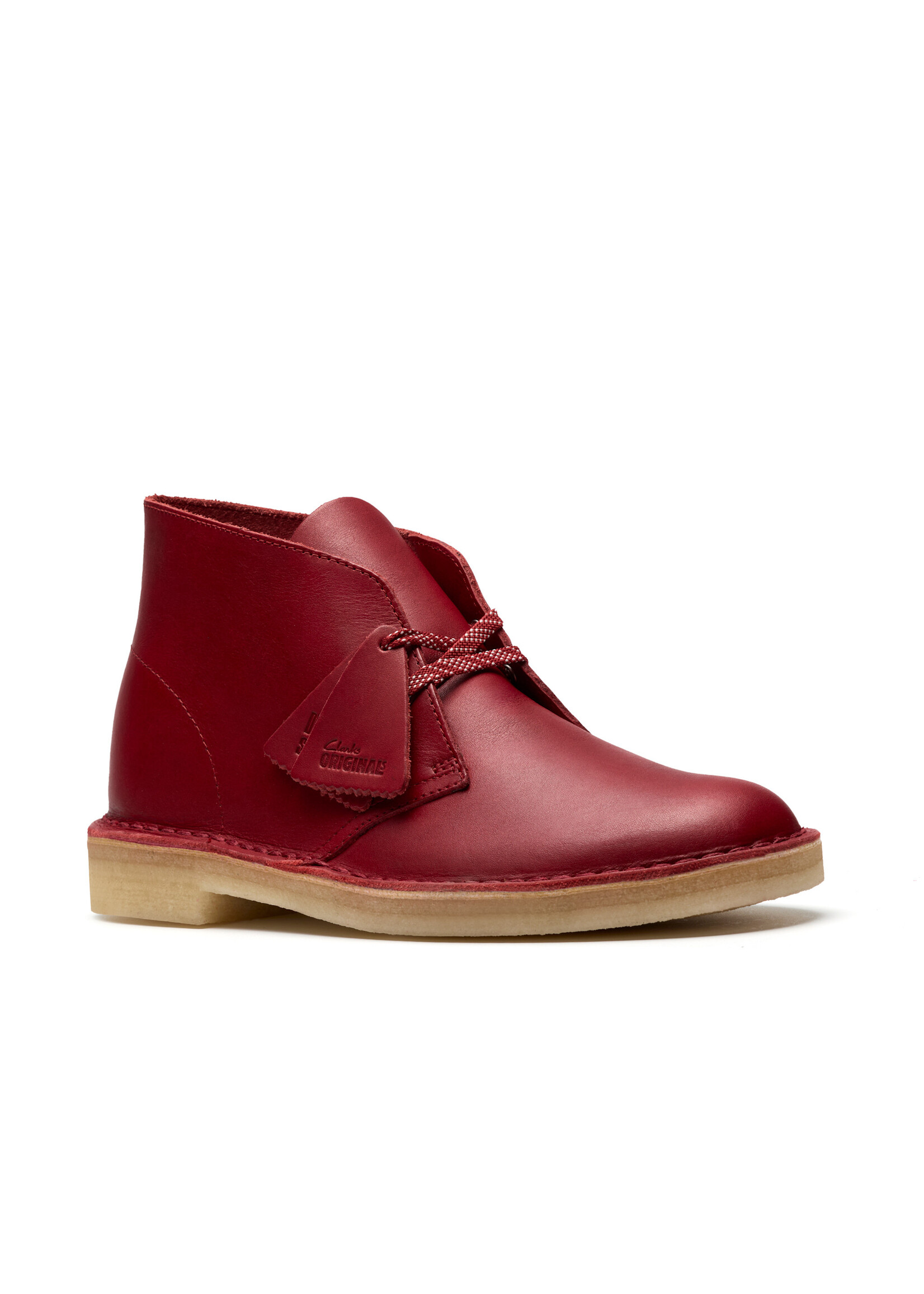 Clarks Men’s Desert Boot – Dark Red Leather Upper, Crepe Sole, Lace-Up Closure – Classic Casual Chukka Boot (26182825)