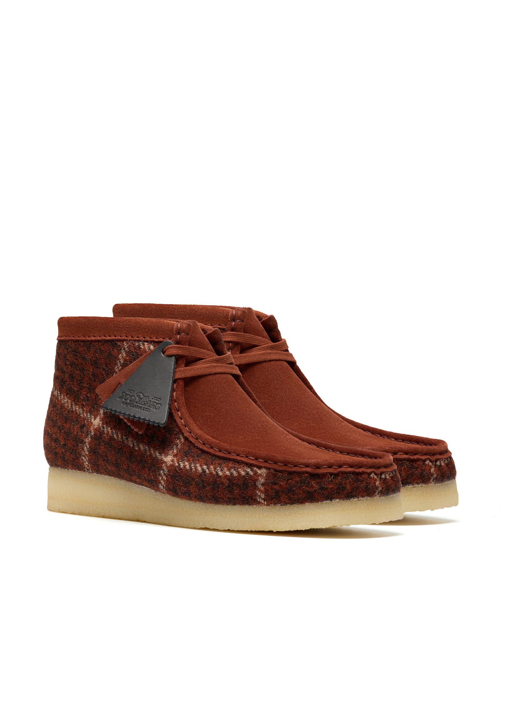 Clarks Mens Wallabee Boot – Rust Suede Tweed Combination, Crepe Sole (Special Edition 26182793)