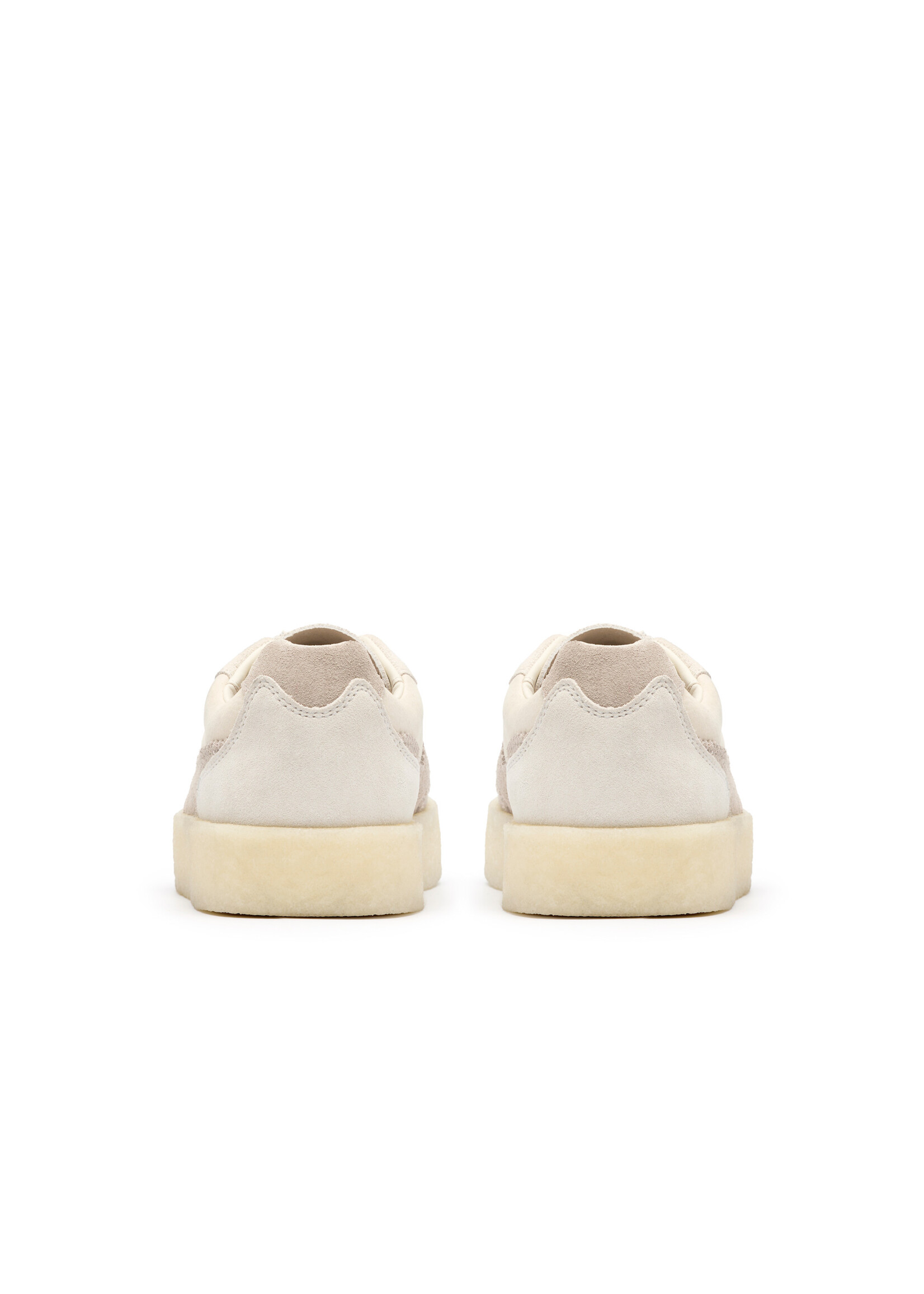 Clarks Mens Tor 80 – White Nubuck & Suede, Natural Crepe Sole, Lace-Up Sneakers (26184637)