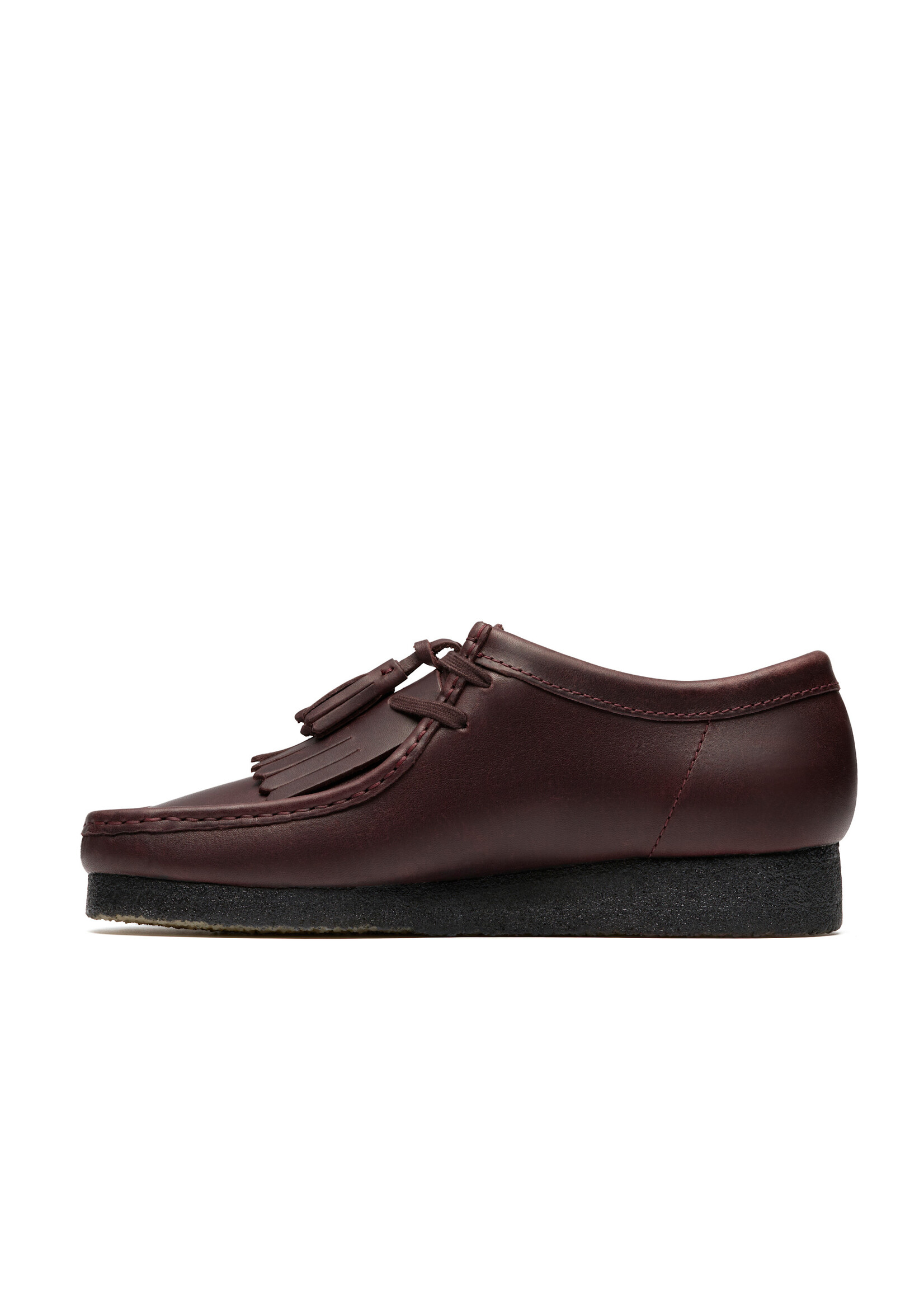 Clarks Mens Wallabee – Purple Grape Leather, Removable Kiltie, Natural Crepe Sole (Somerset Nights Pack 26182787)