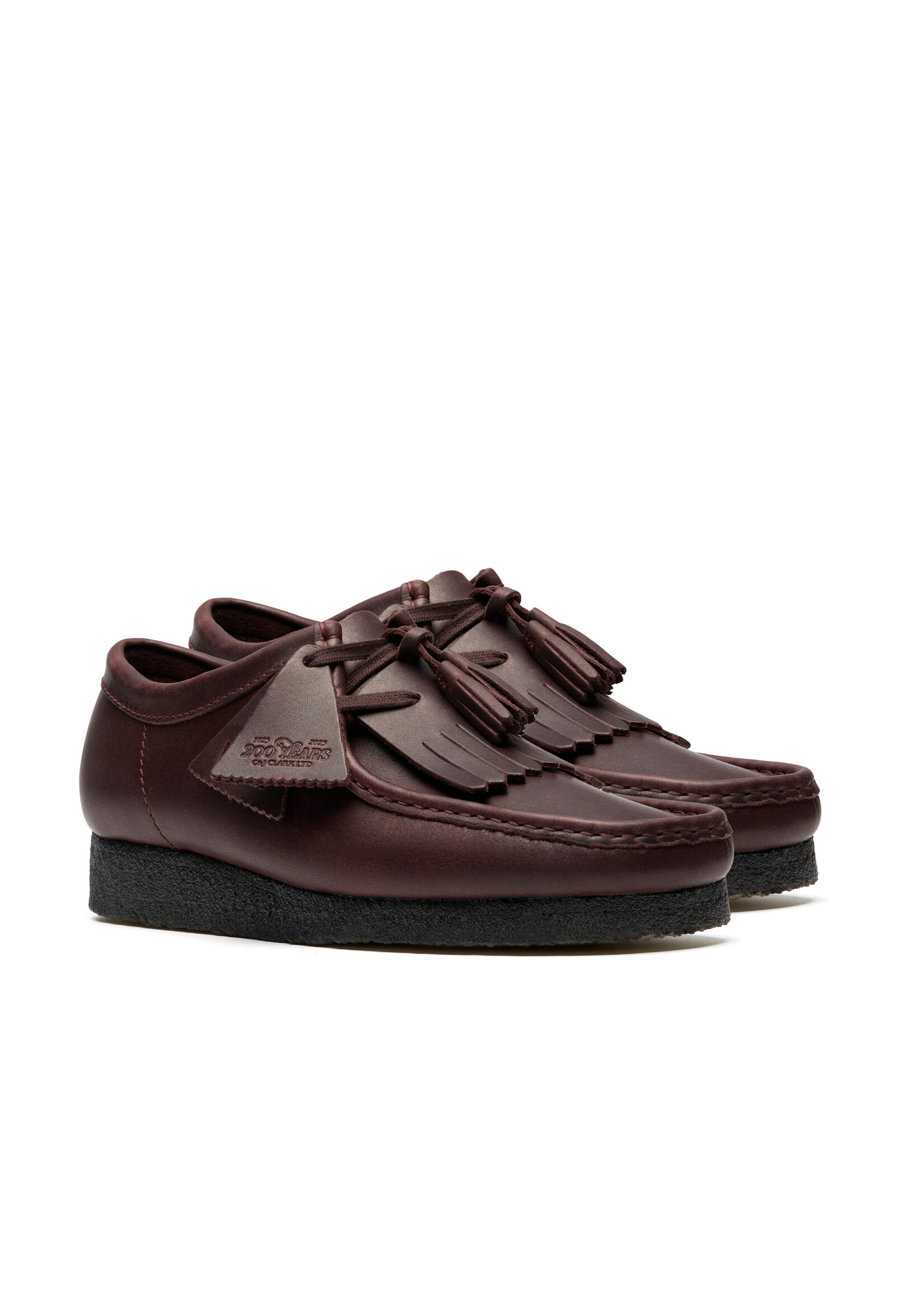 Clarks Mens Wallabee – Purple Grape Leather, Removable Kiltie, Natural Crepe Sole (Somerset Nights Pack 26182787)