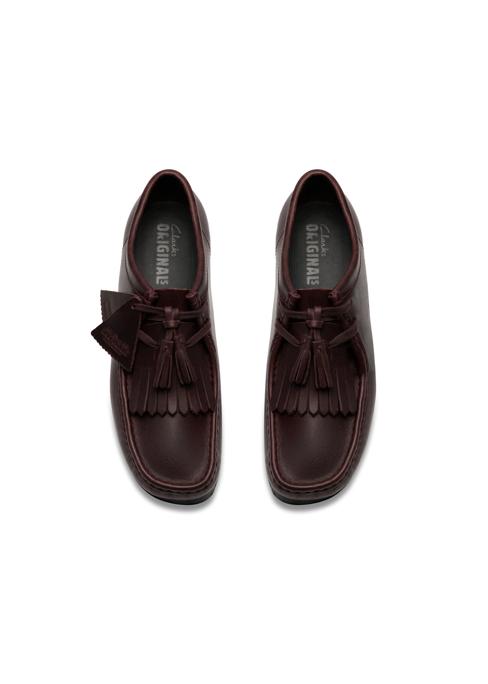 Clarks Mens Wallabee – Purple Grape Leather, Removable Kiltie, Natural Crepe Sole (Somerset Nights Pack 26182787)
