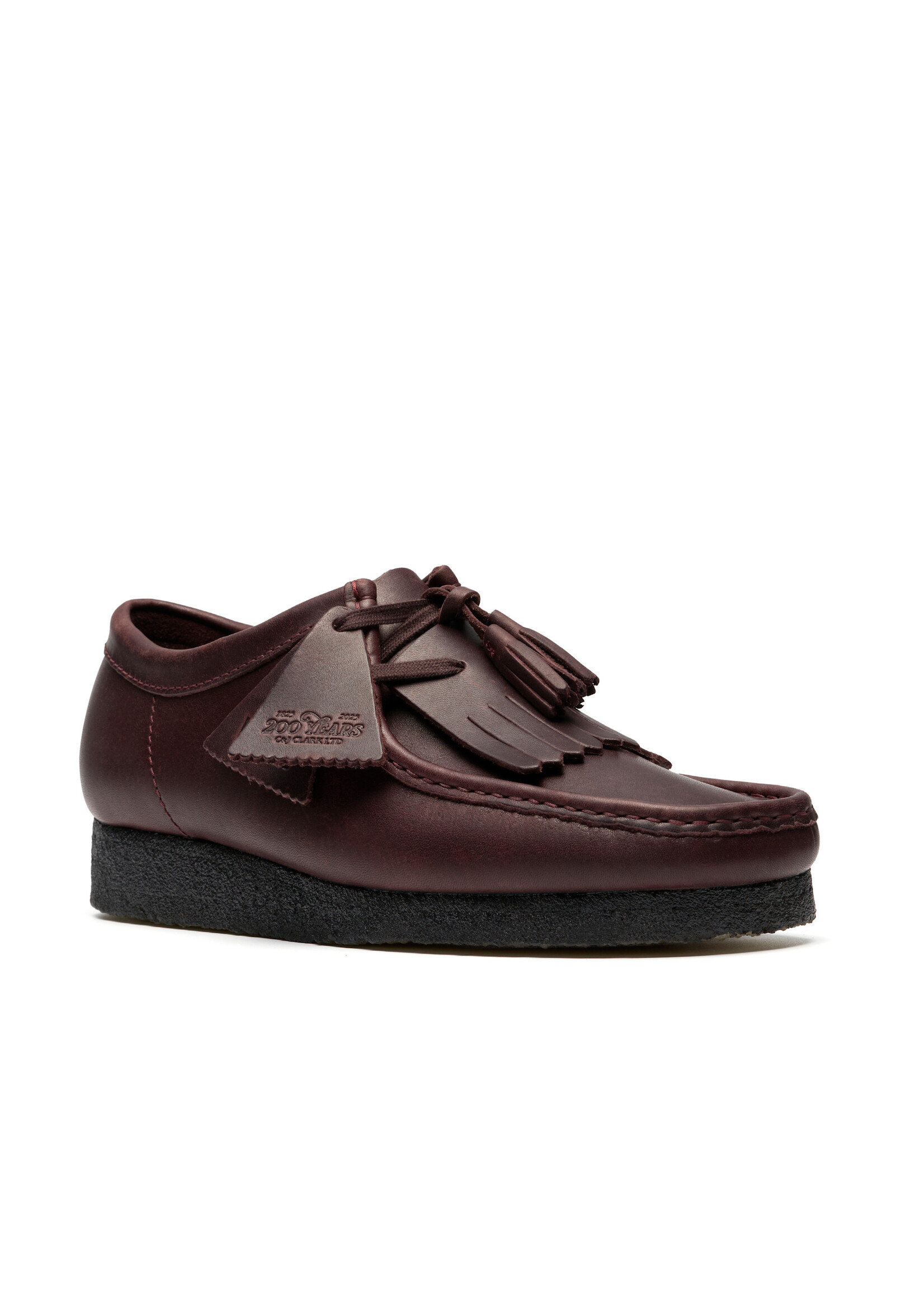 Clarks Mens Wallabee – Purple Grape Leather, Removable Kiltie, Natural Crepe Sole (Somerset Nights Pack 26182787)