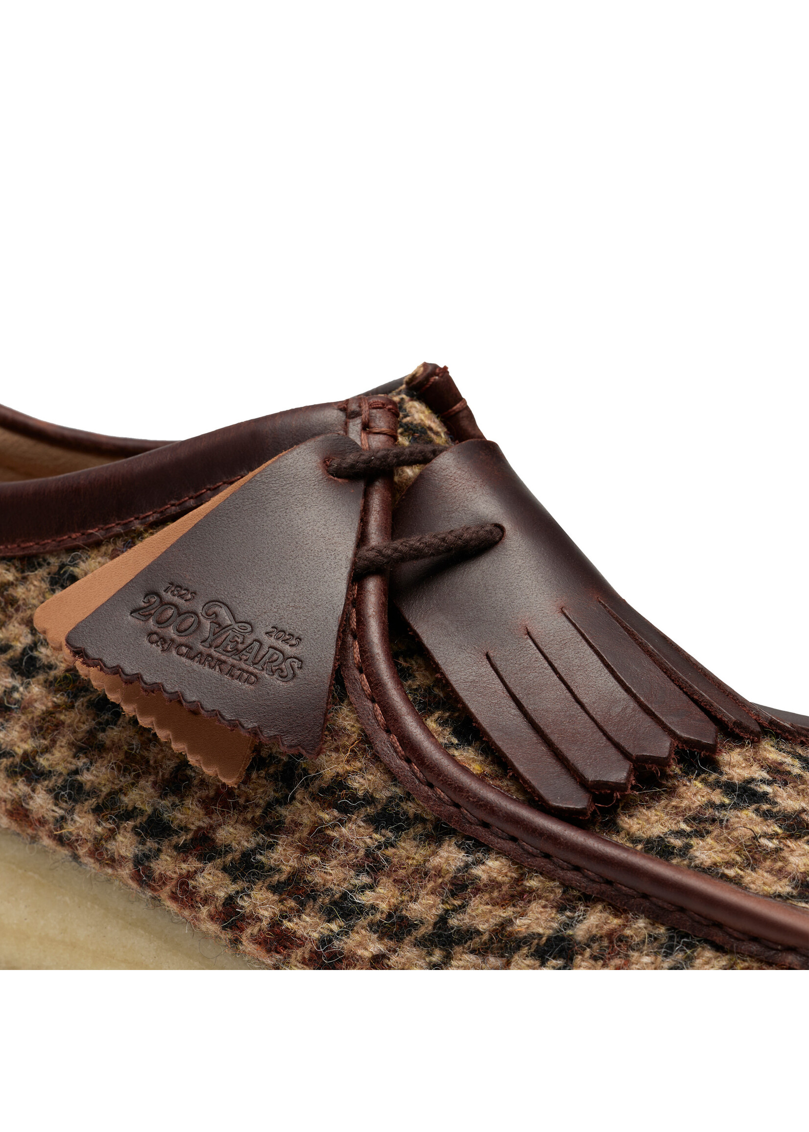 Clarks Mens Wallabee – Brown Harris Tweed & Leather,  Natural Crepe Sole (26182791)