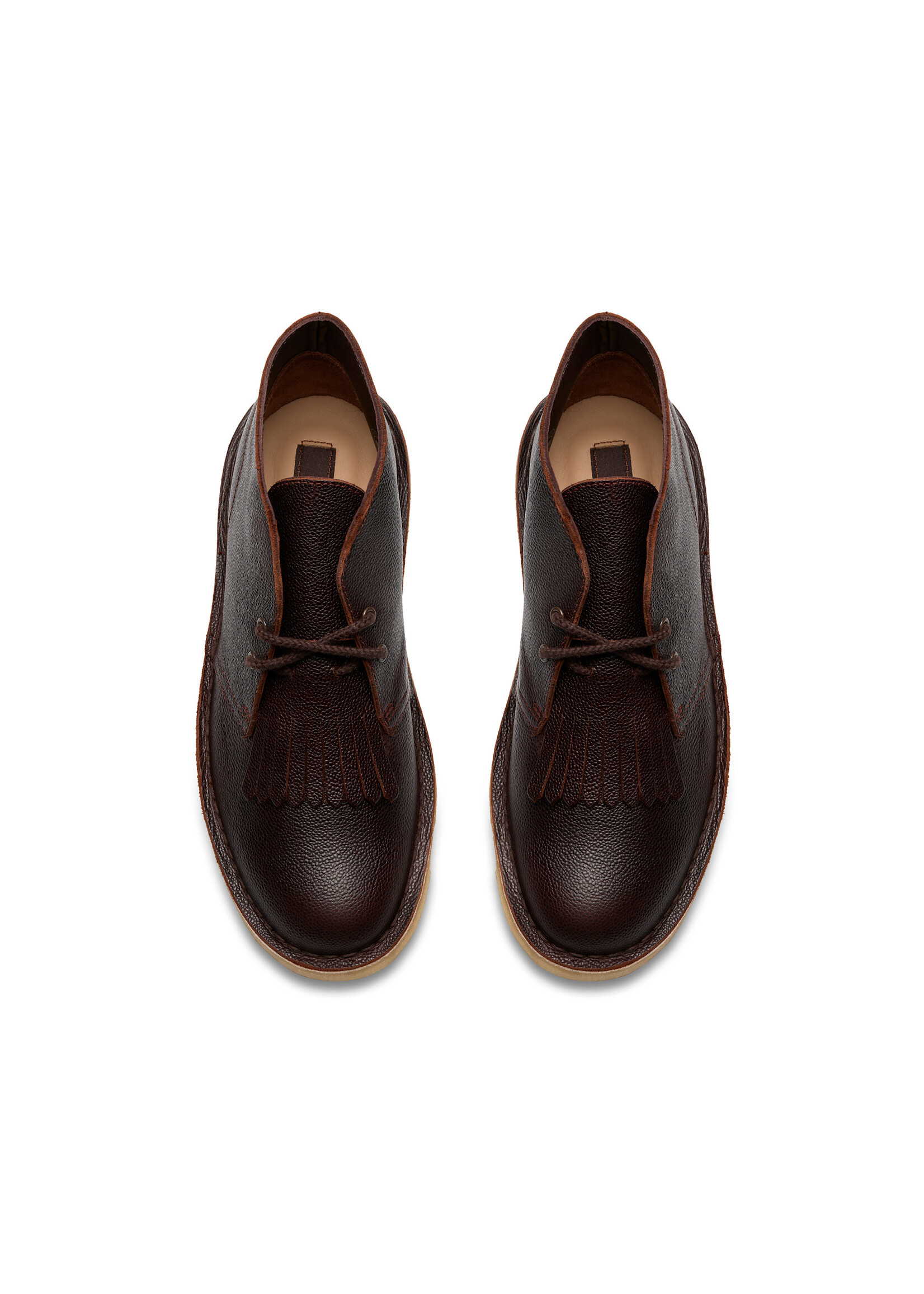 Clarks Mens Desert Boot – Brown Scotch Grain Leather, Natural Crepe Sole, Lace-Up Chukka Boot (26183082)