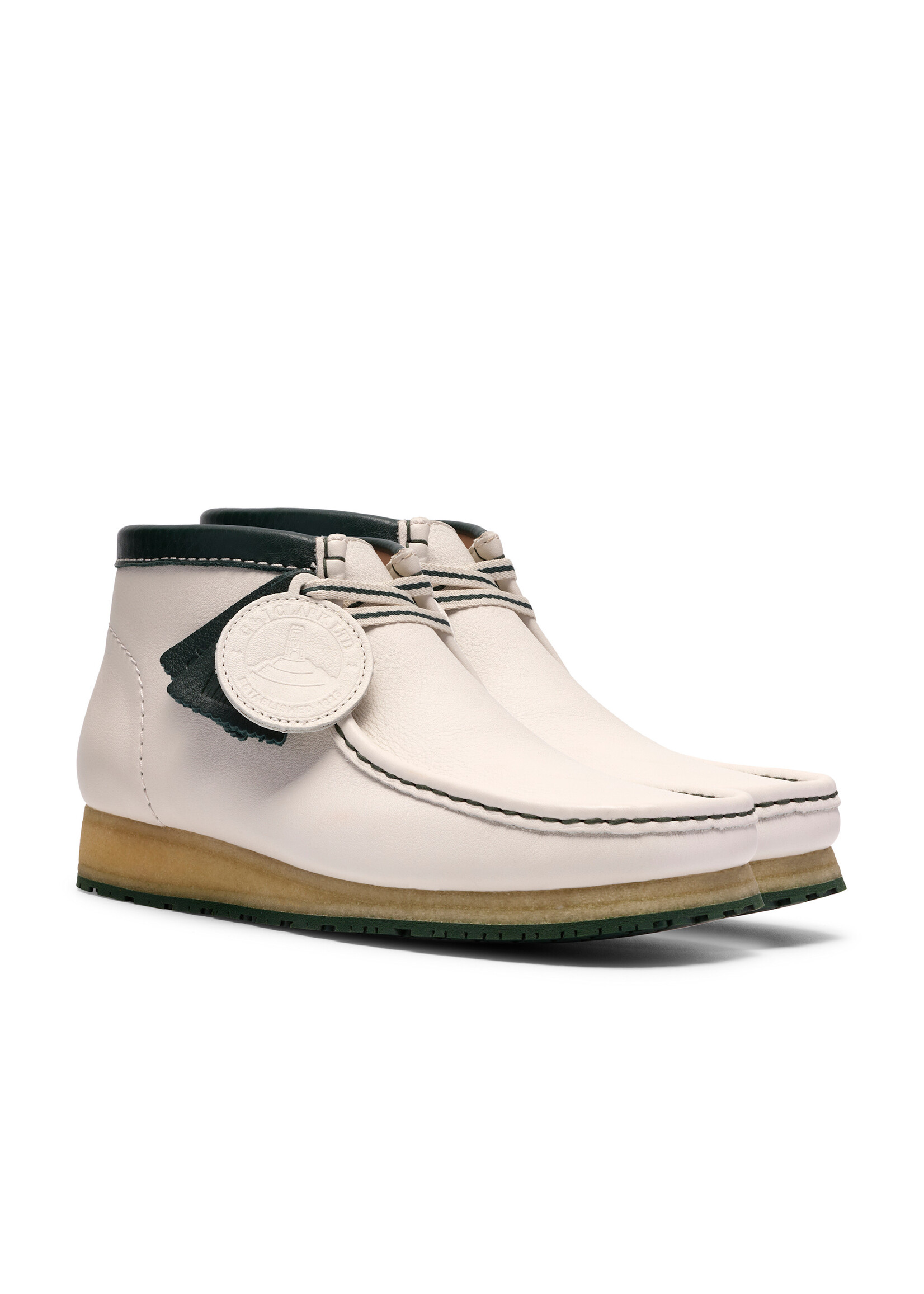 Clarks Men’s Walla Boot RB White Leather Moc Toe Crepe Sole Boots – 26185648