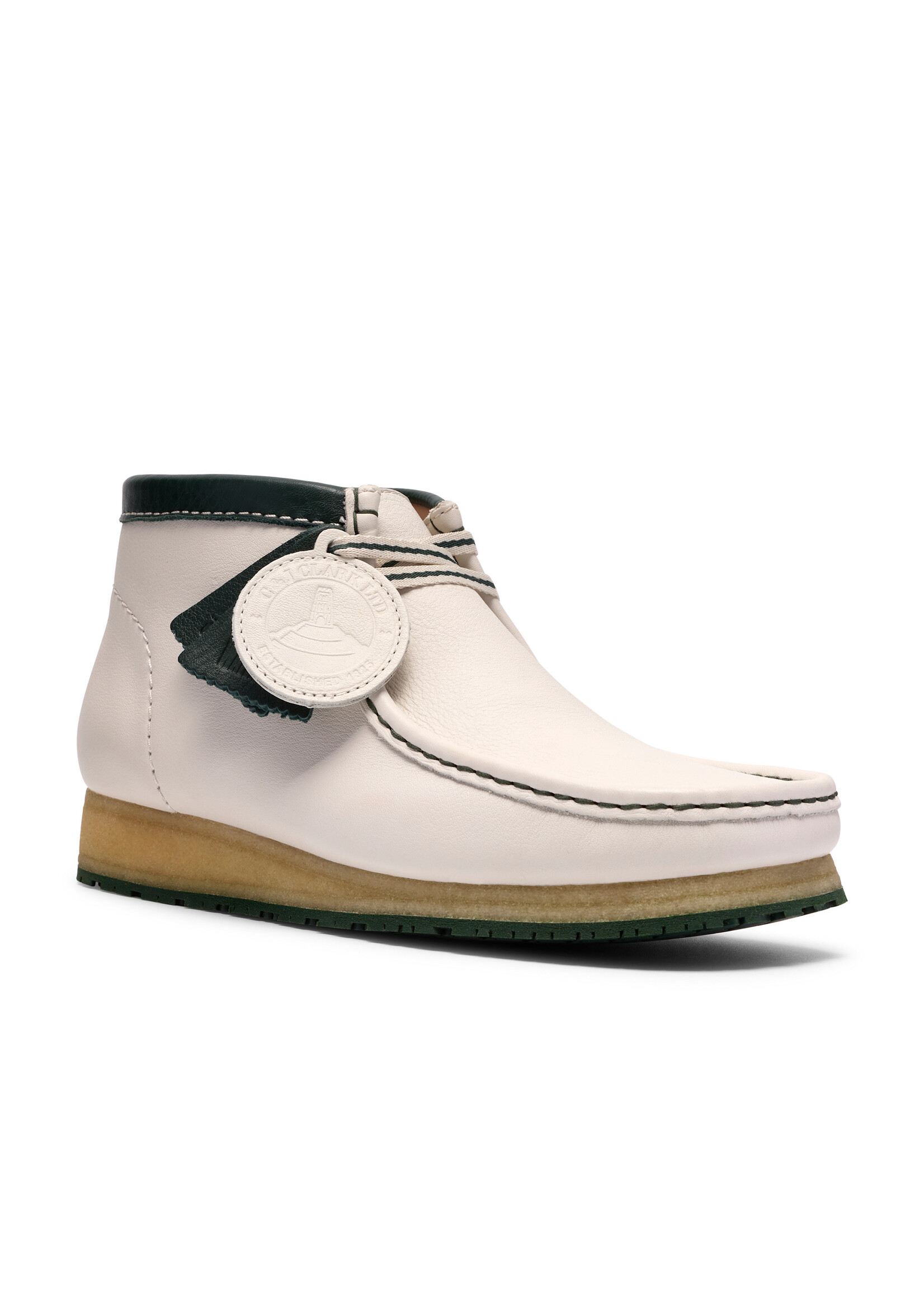 Clarks Men’s Walla Boot RB White Leather Moc Toe Crepe Sole Boots – 26185648