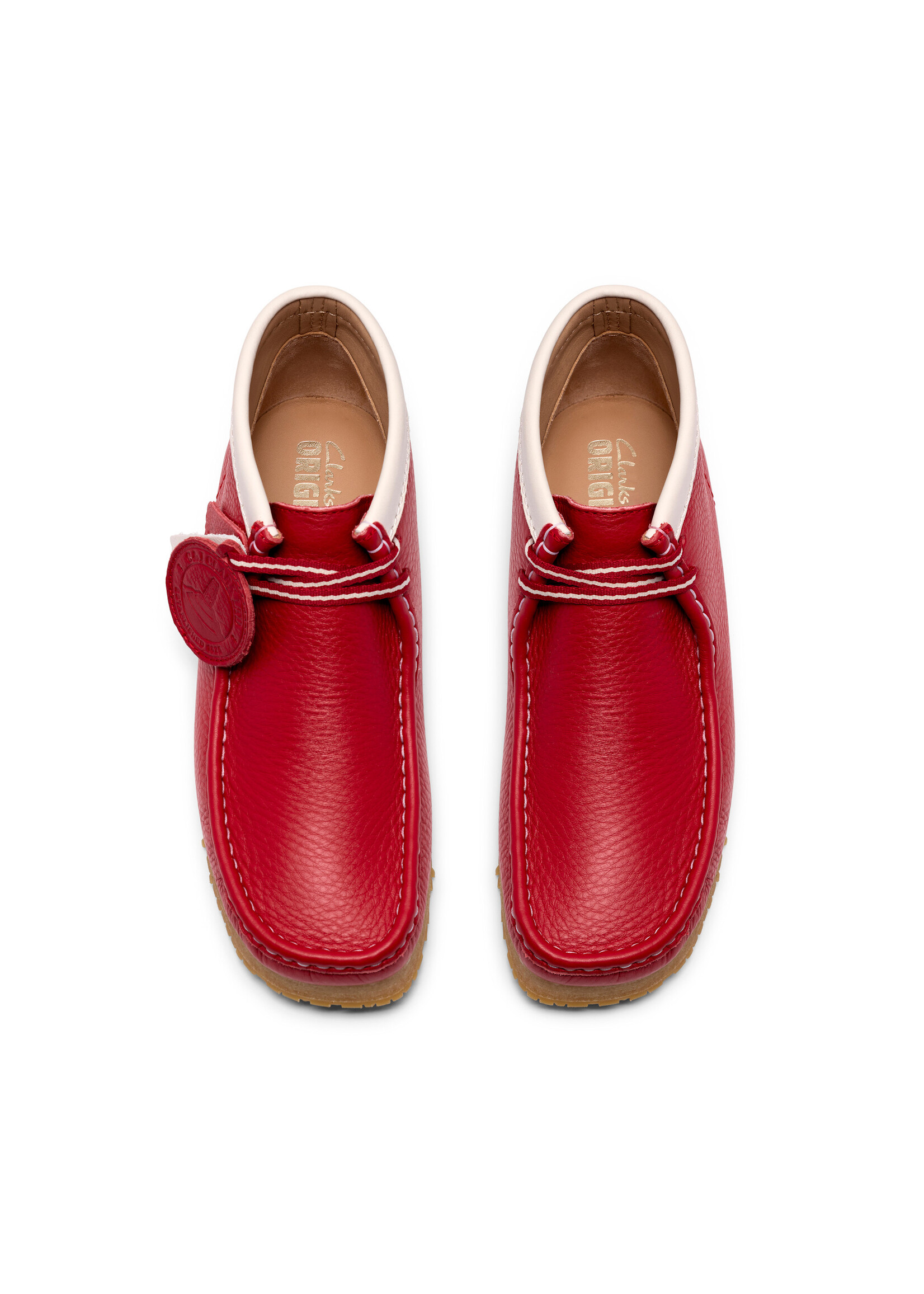 Clarks Men’s Walla Boot RB Red Leather Moc Toe Crepe Sole Boots – Style 26185647